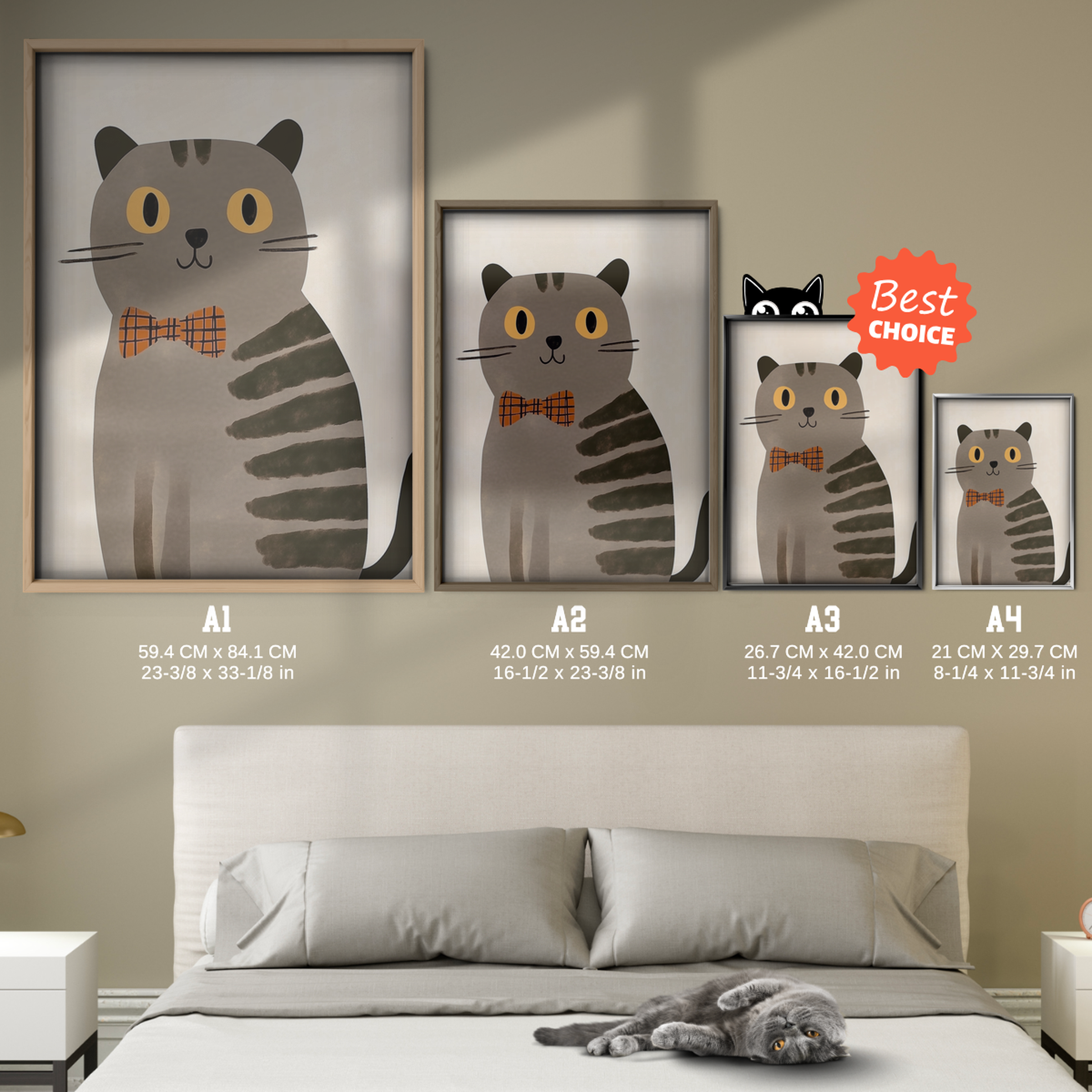 Pop Cat Striped Bowtie