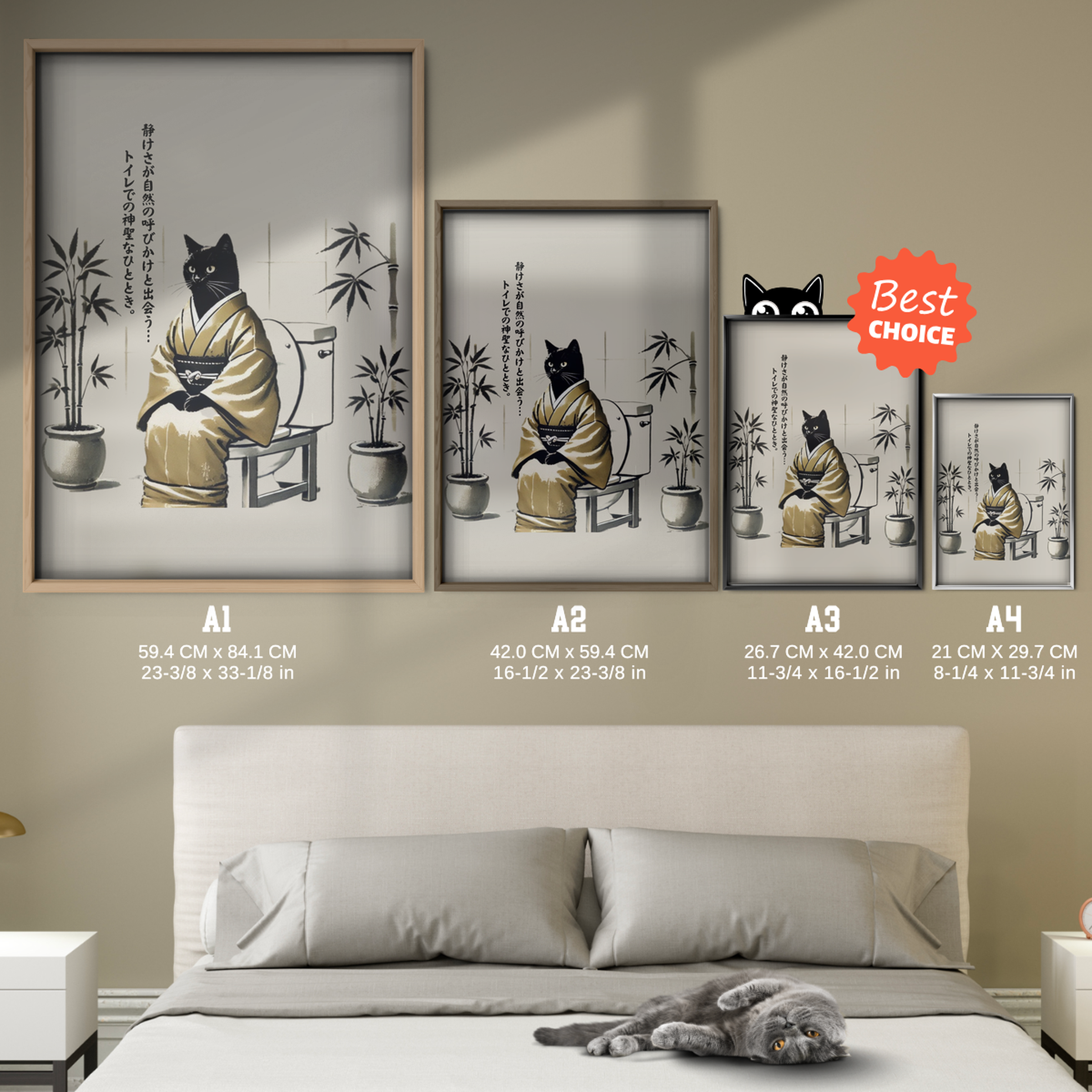 Zen Cat Bamboo Serenity