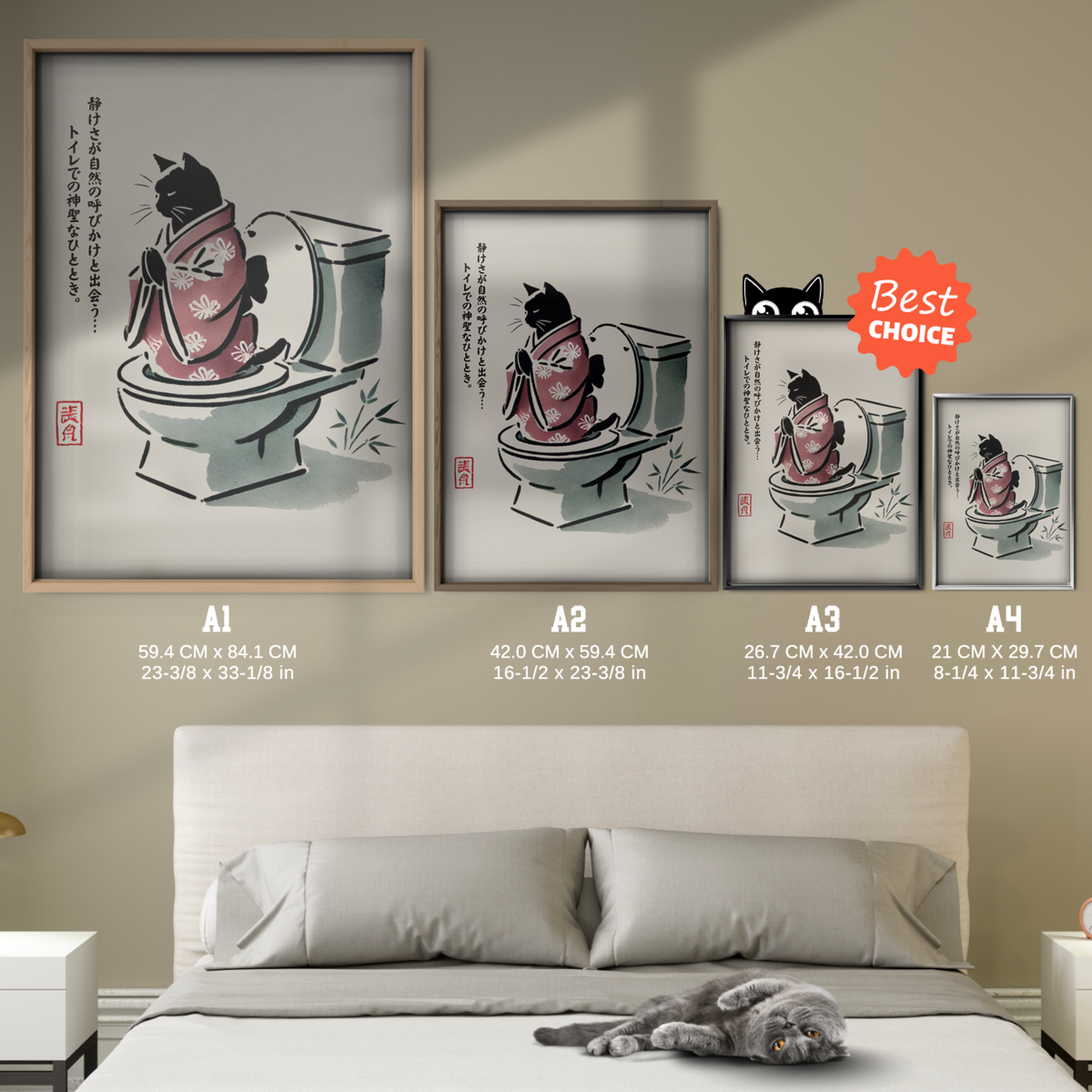 Zen Cat Kimono Red Back