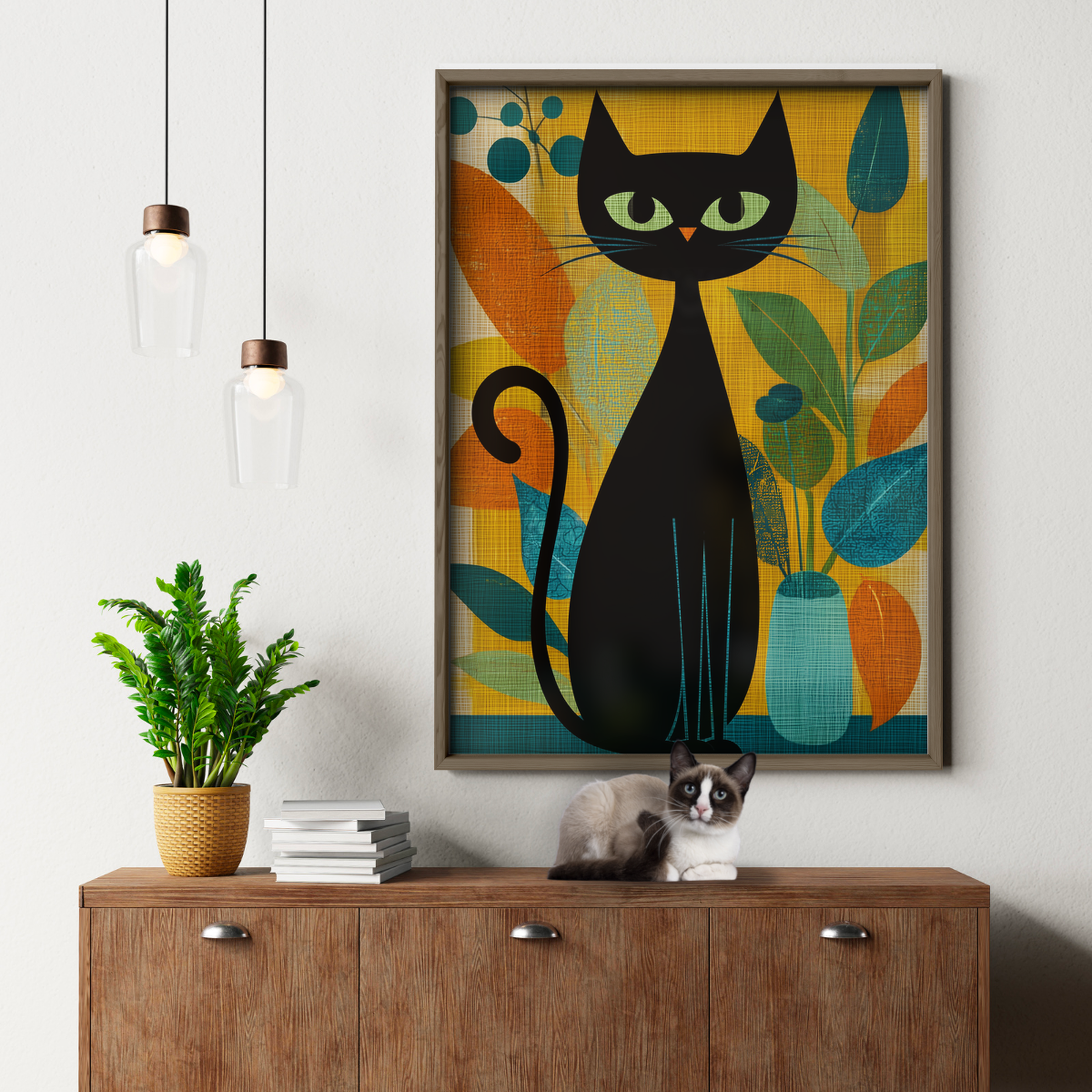 Atomic Cat Floral Retro