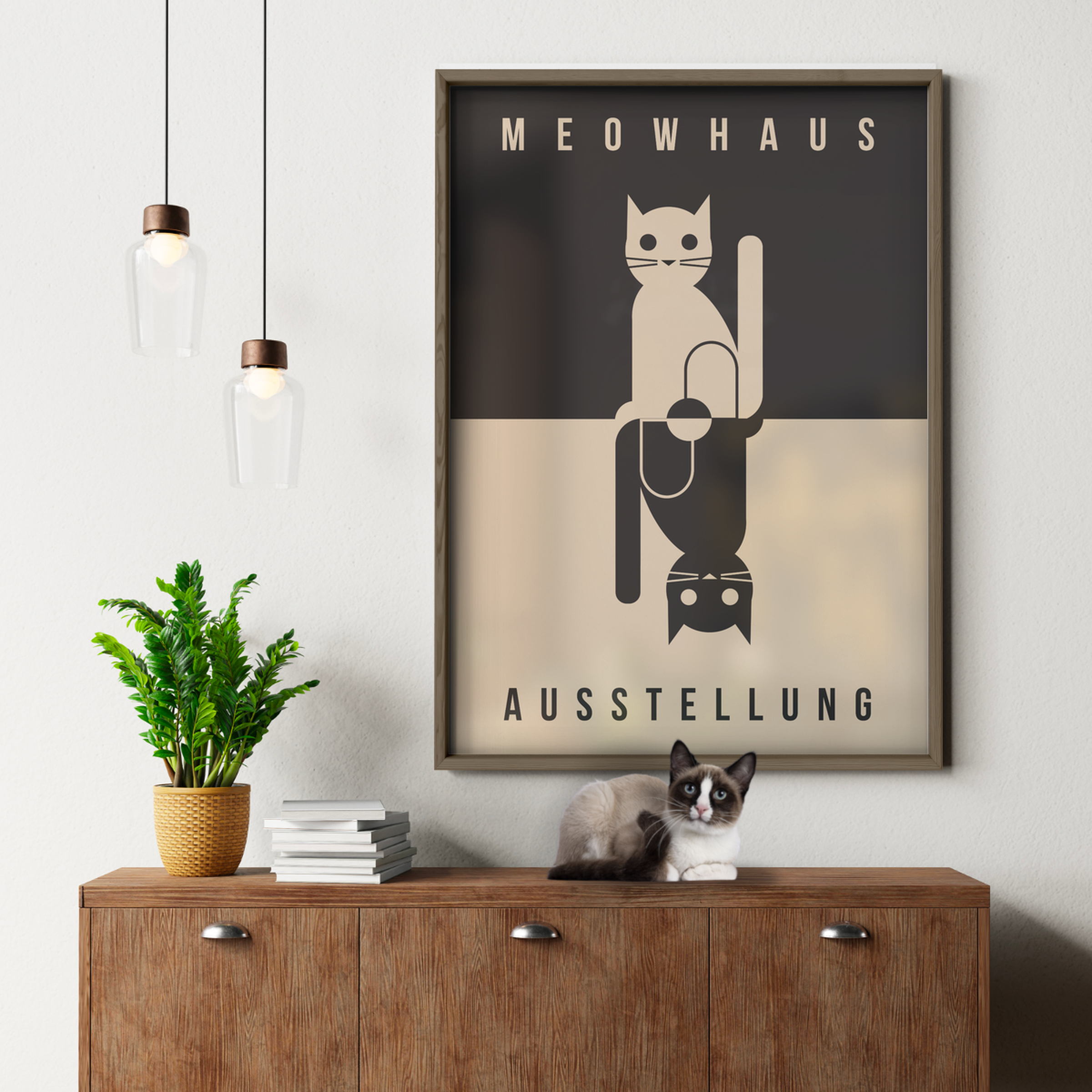 Bauhaus Cat Minimalist Mirror