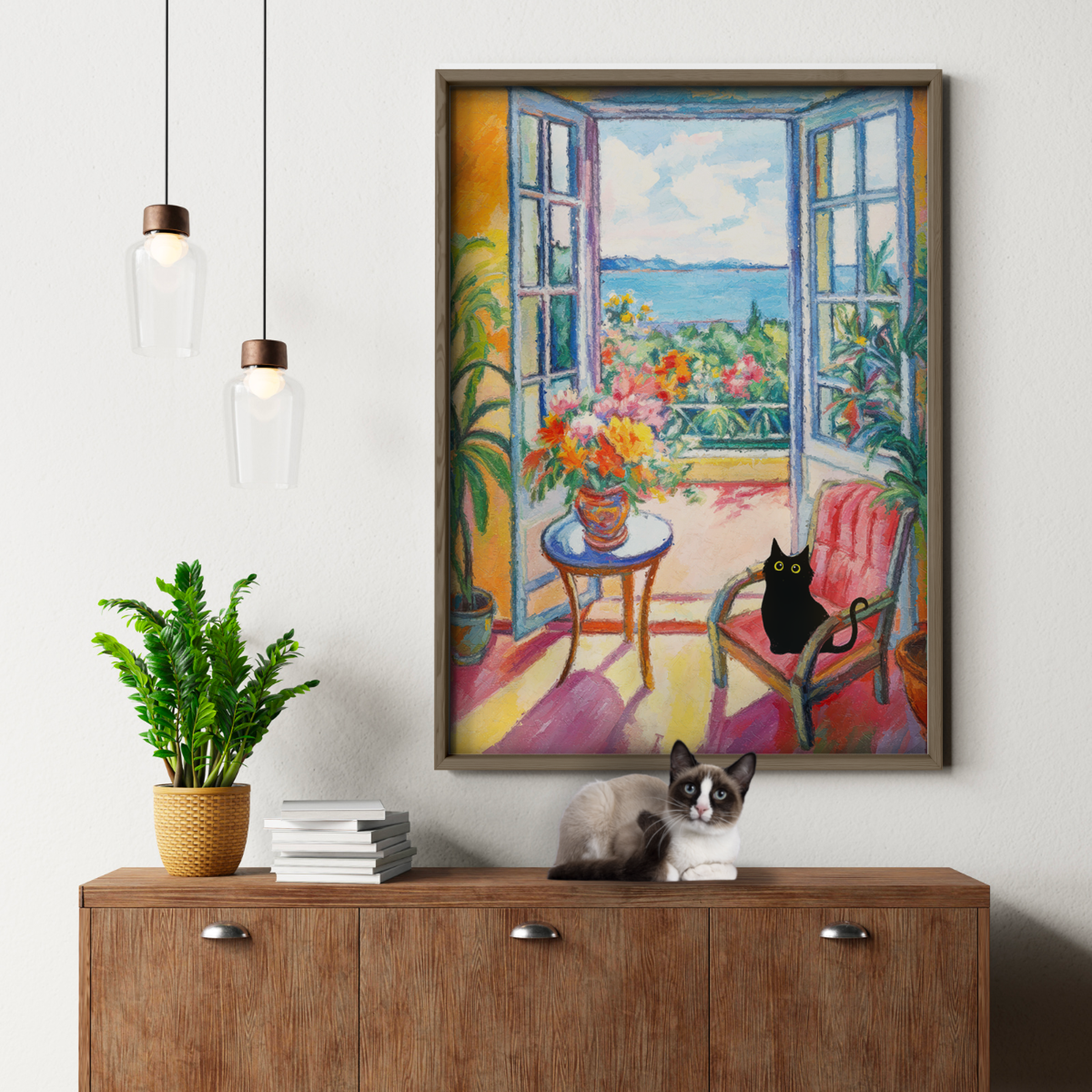 Black Cat By Matisse Open Window