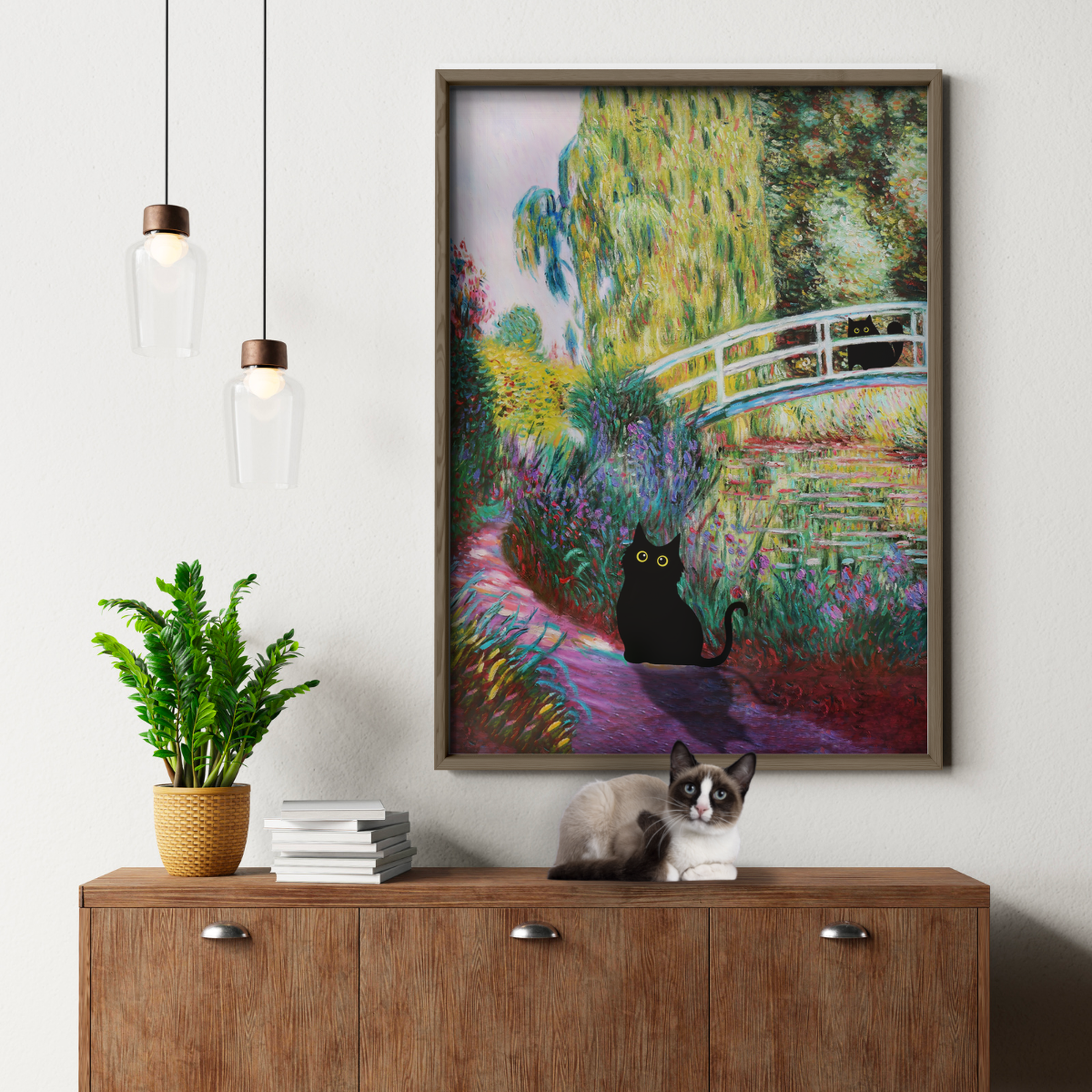 Black Cat By Monet Bridge