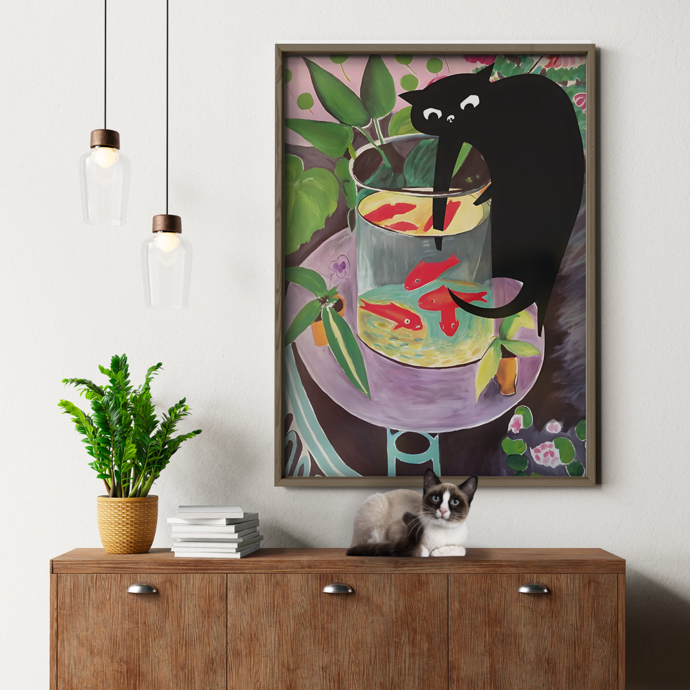 Black Cat X Henri Matisse Goldfish