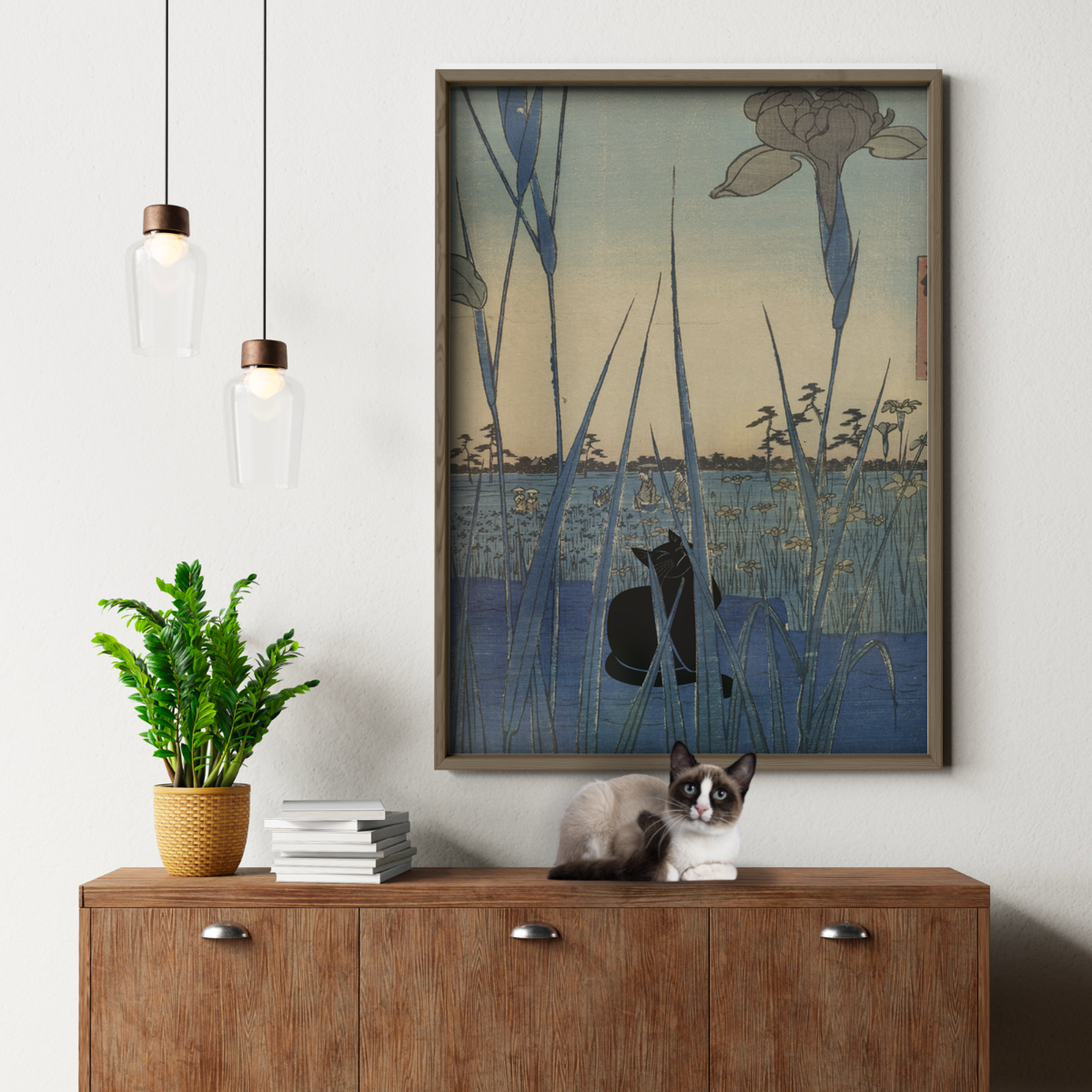 Black Cat X Hiroshige Irises At Horikiri
