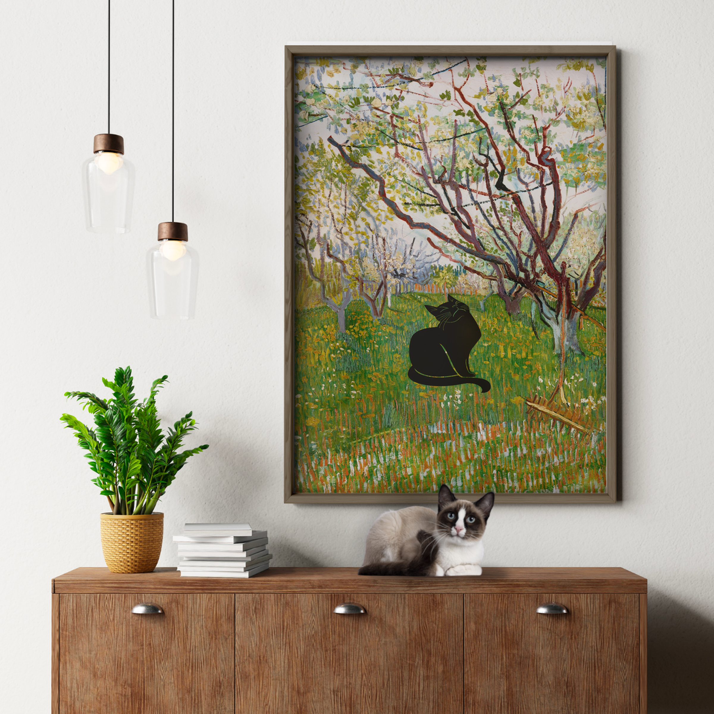 Black Cat X Van Gogh Orchard In Blossom
