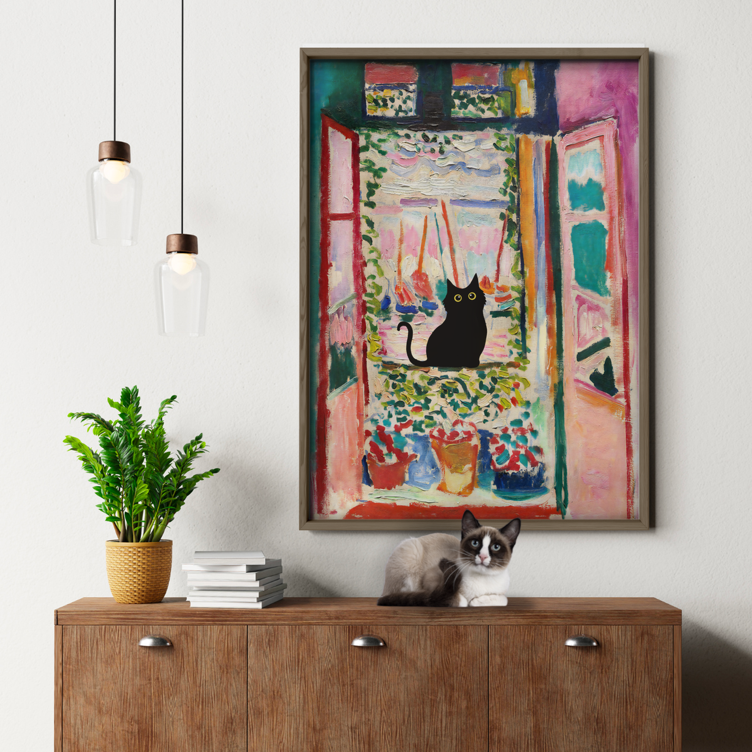 Cat By Matisse Open Window