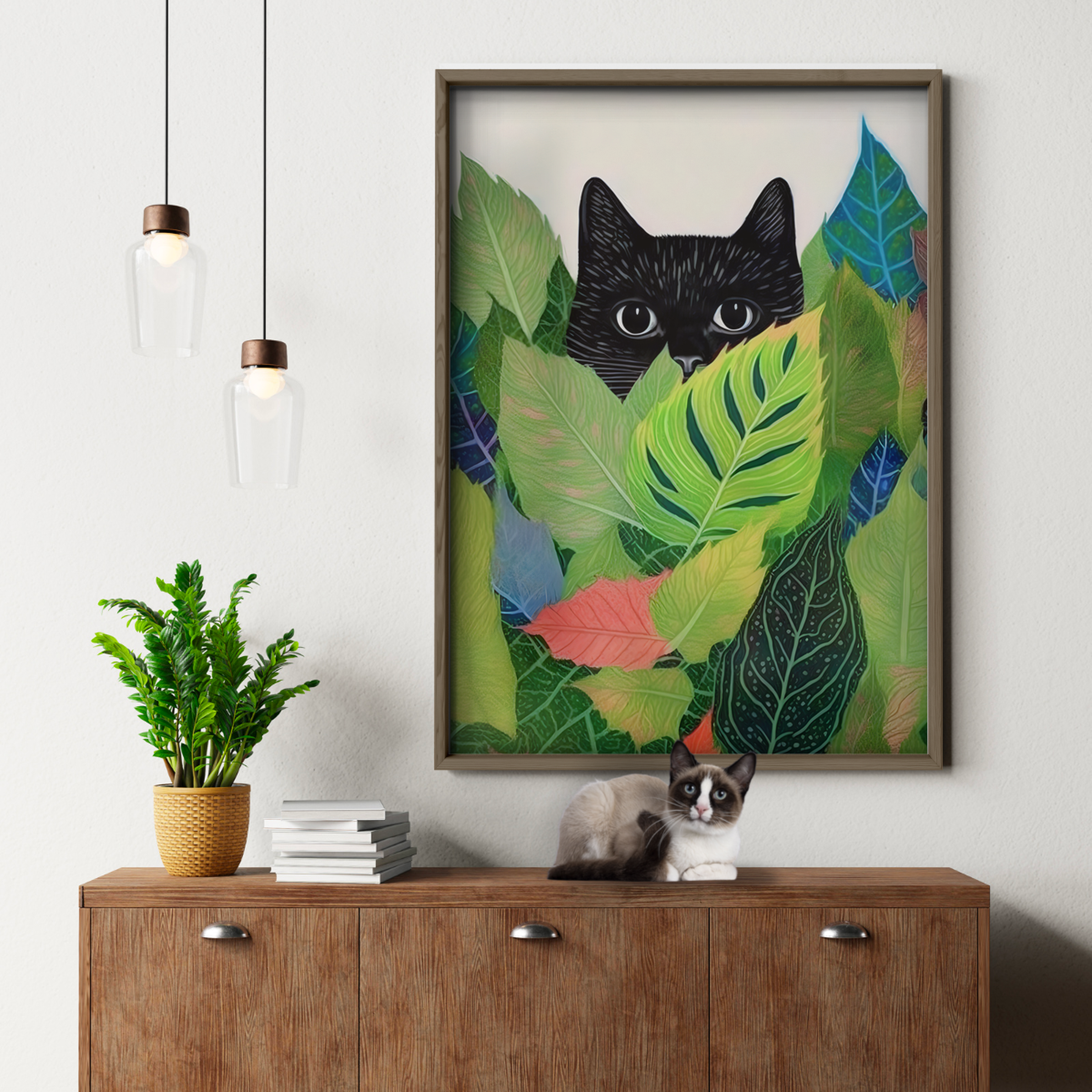 Cat Hiding In Leaves