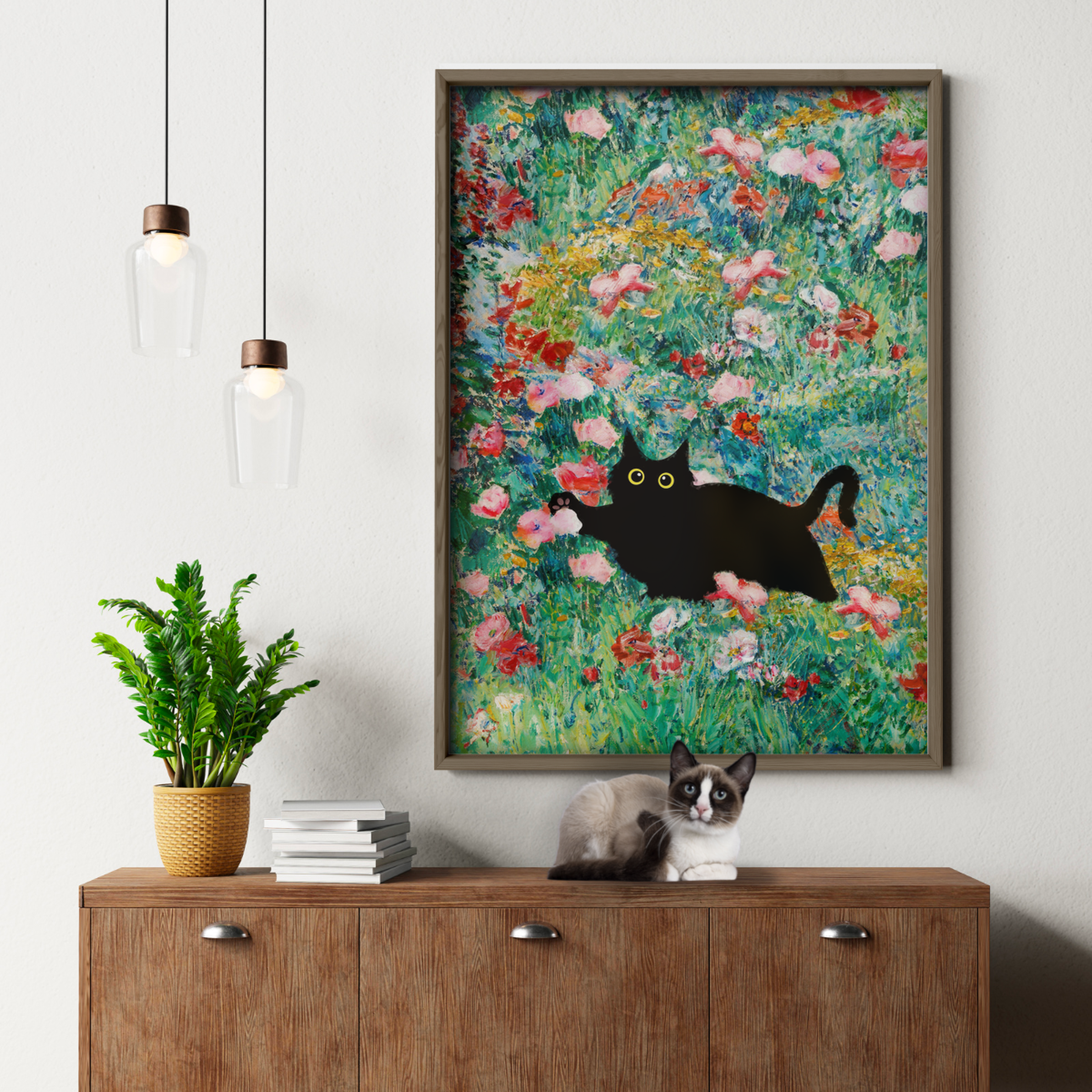 Cat In Monet Poppy Field