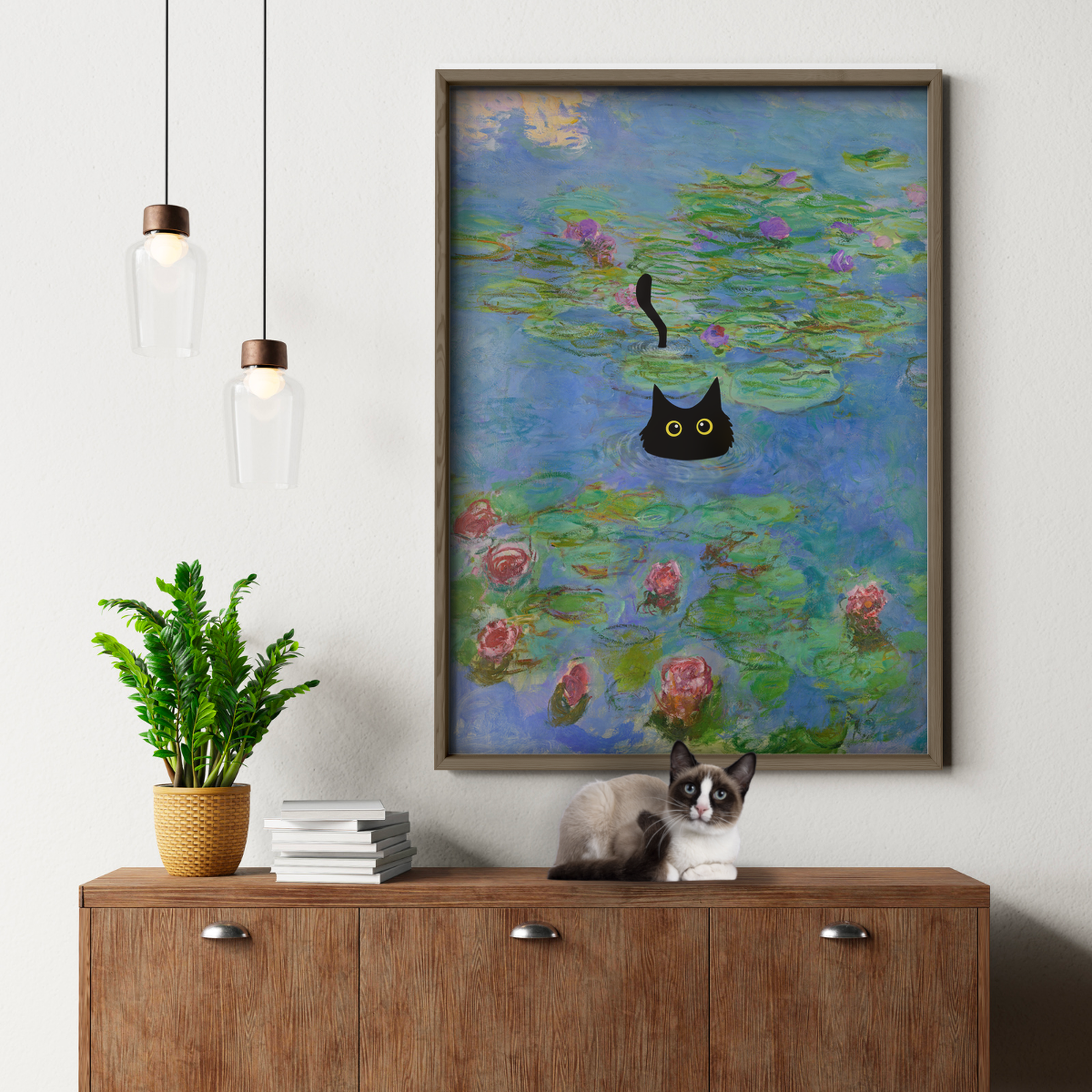 Cat In Monet Water Lilies I