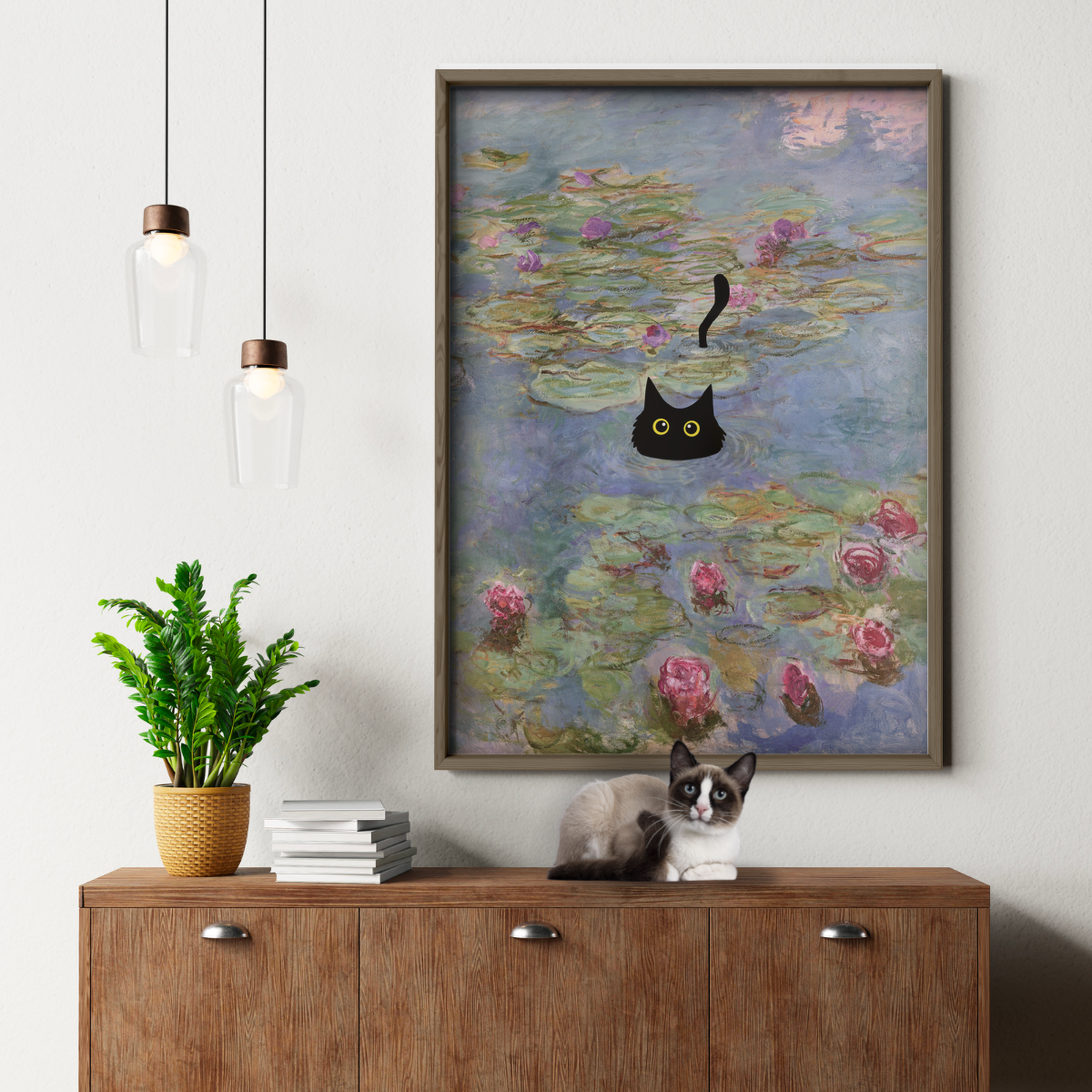 Cat In Monet Water Lilies Ii