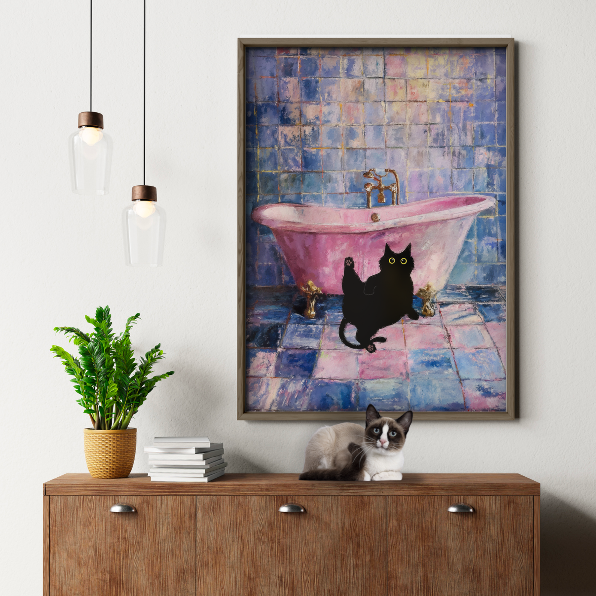 Cat In Pink Bathtub