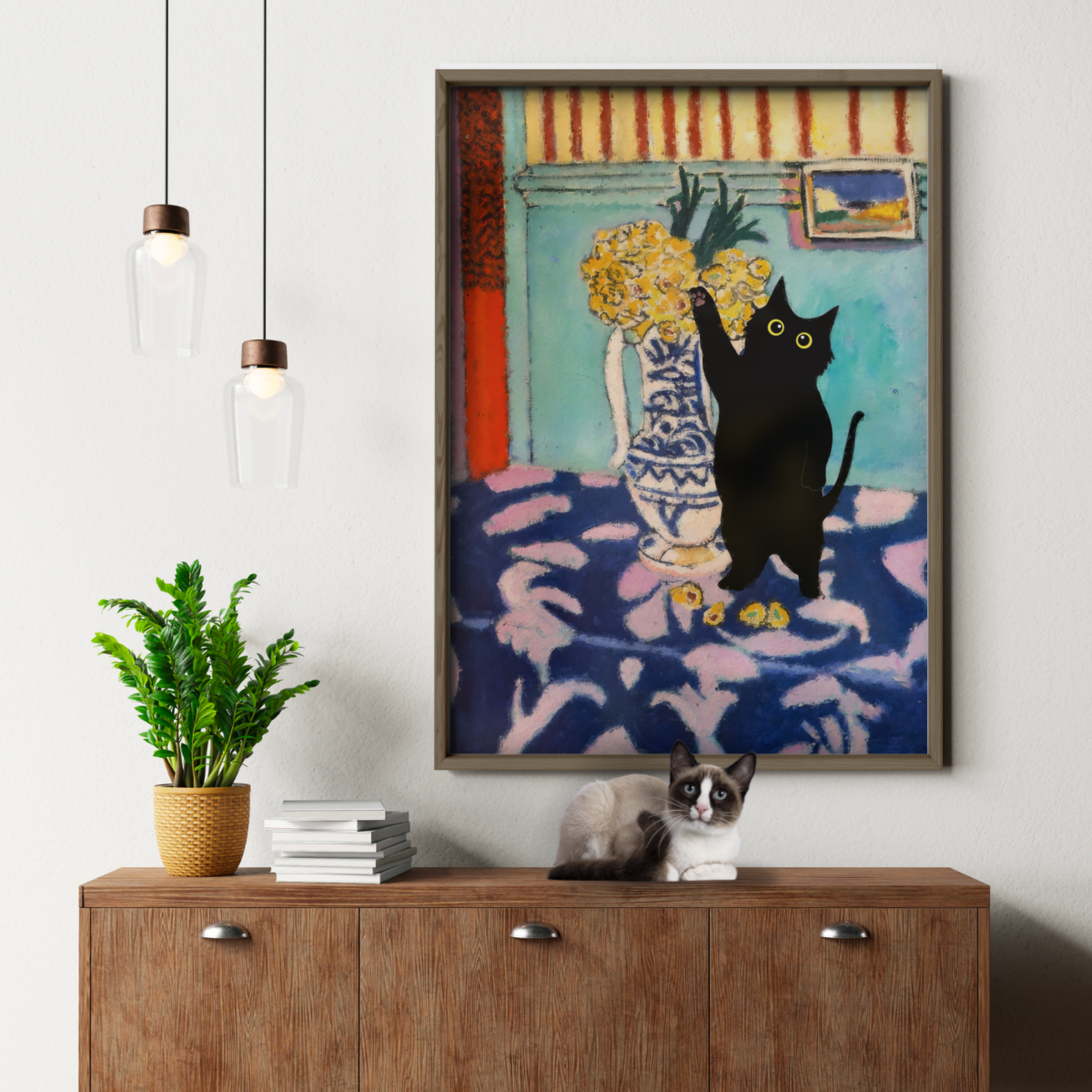 Cat Matisse Interior Flowers