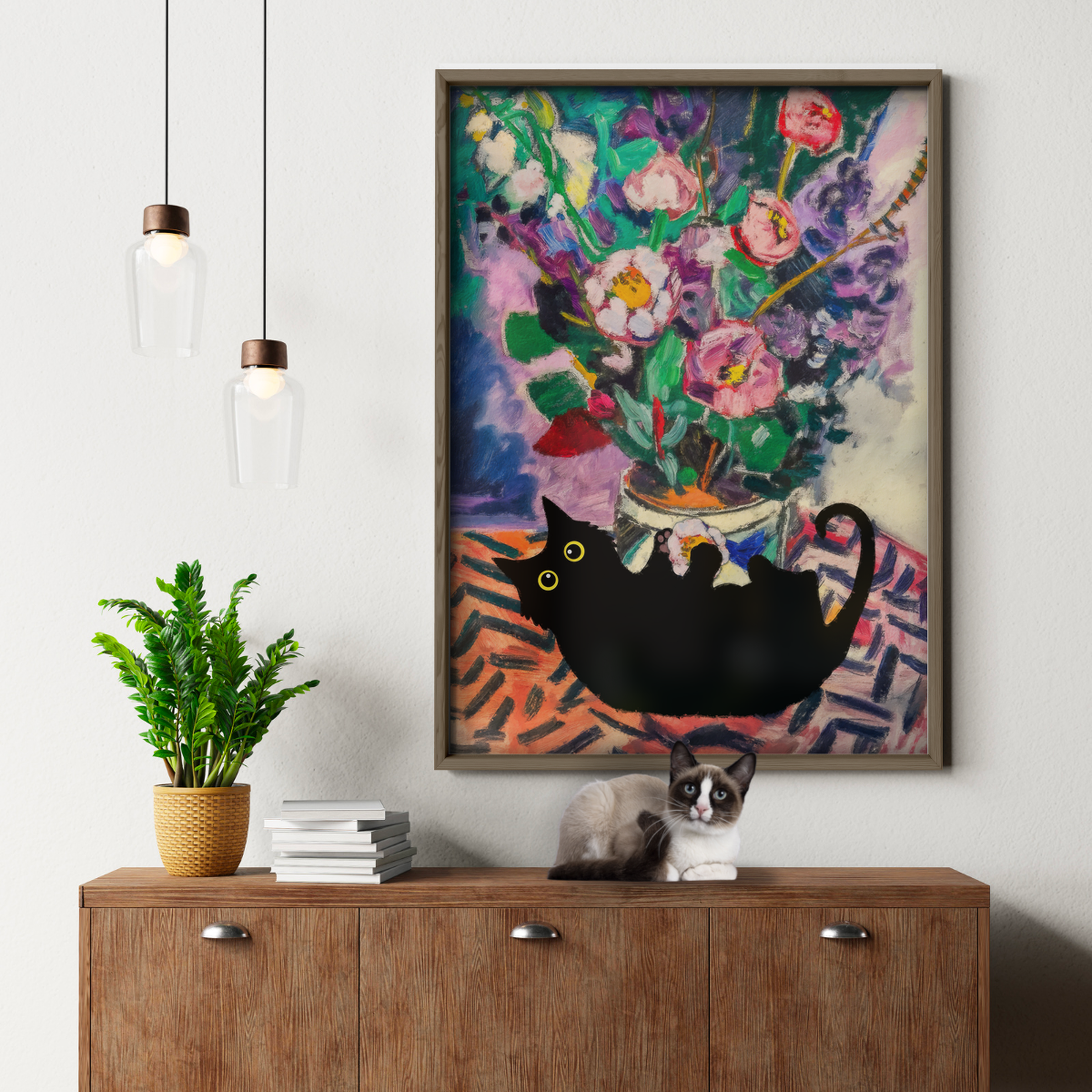 Cat Matisse Vase Of Flowers