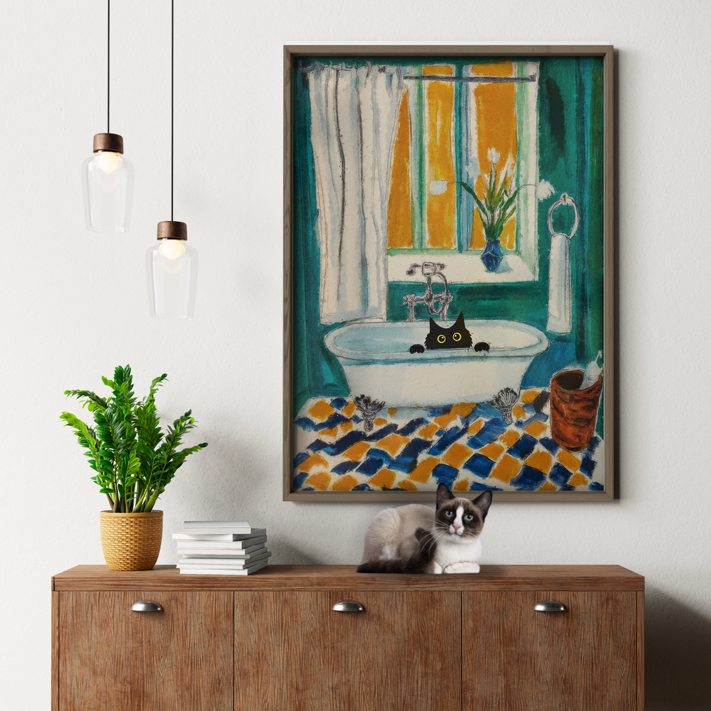 Cat Retro French Bathroom