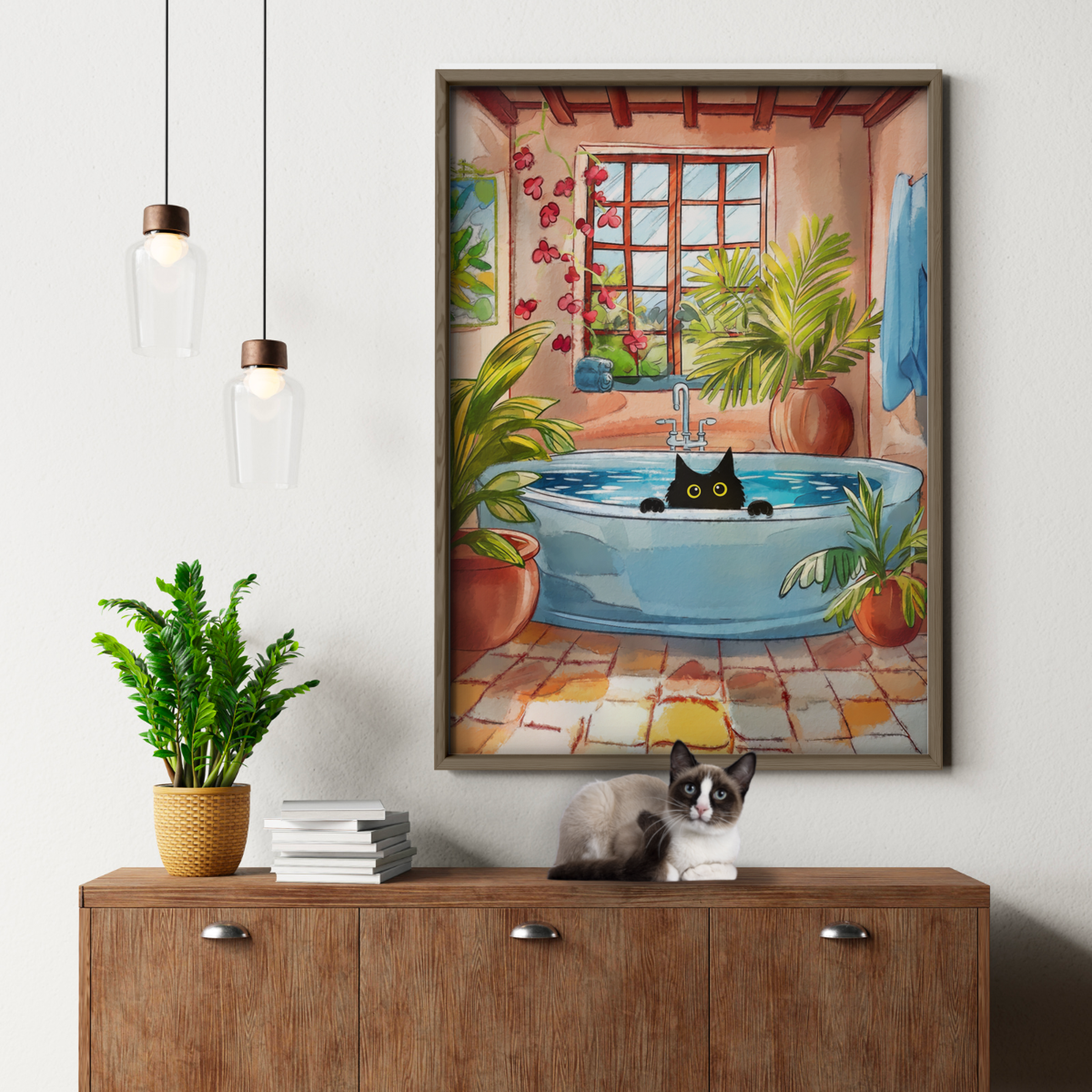 Cat Tropical Bathroom