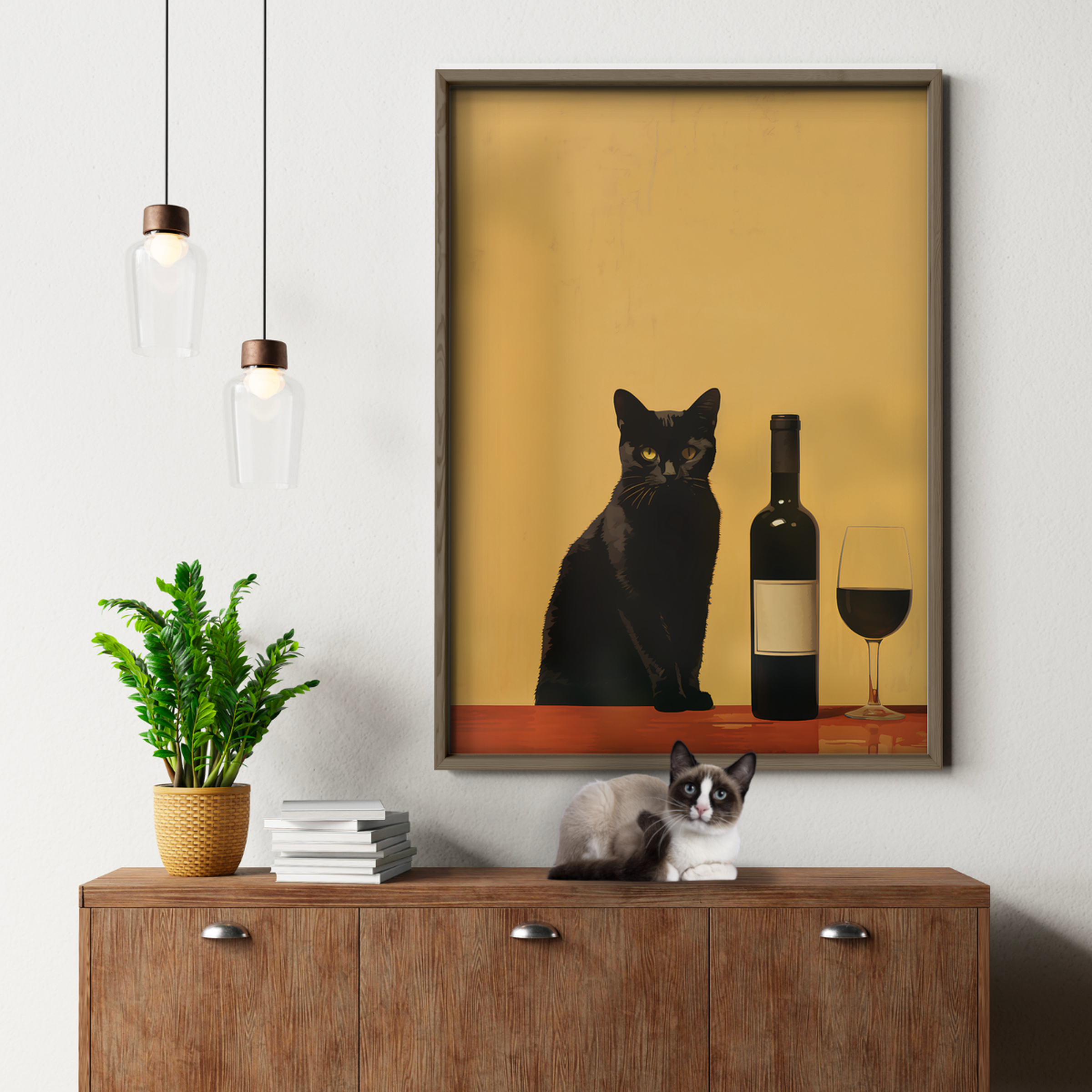 Charming Cat With Wine