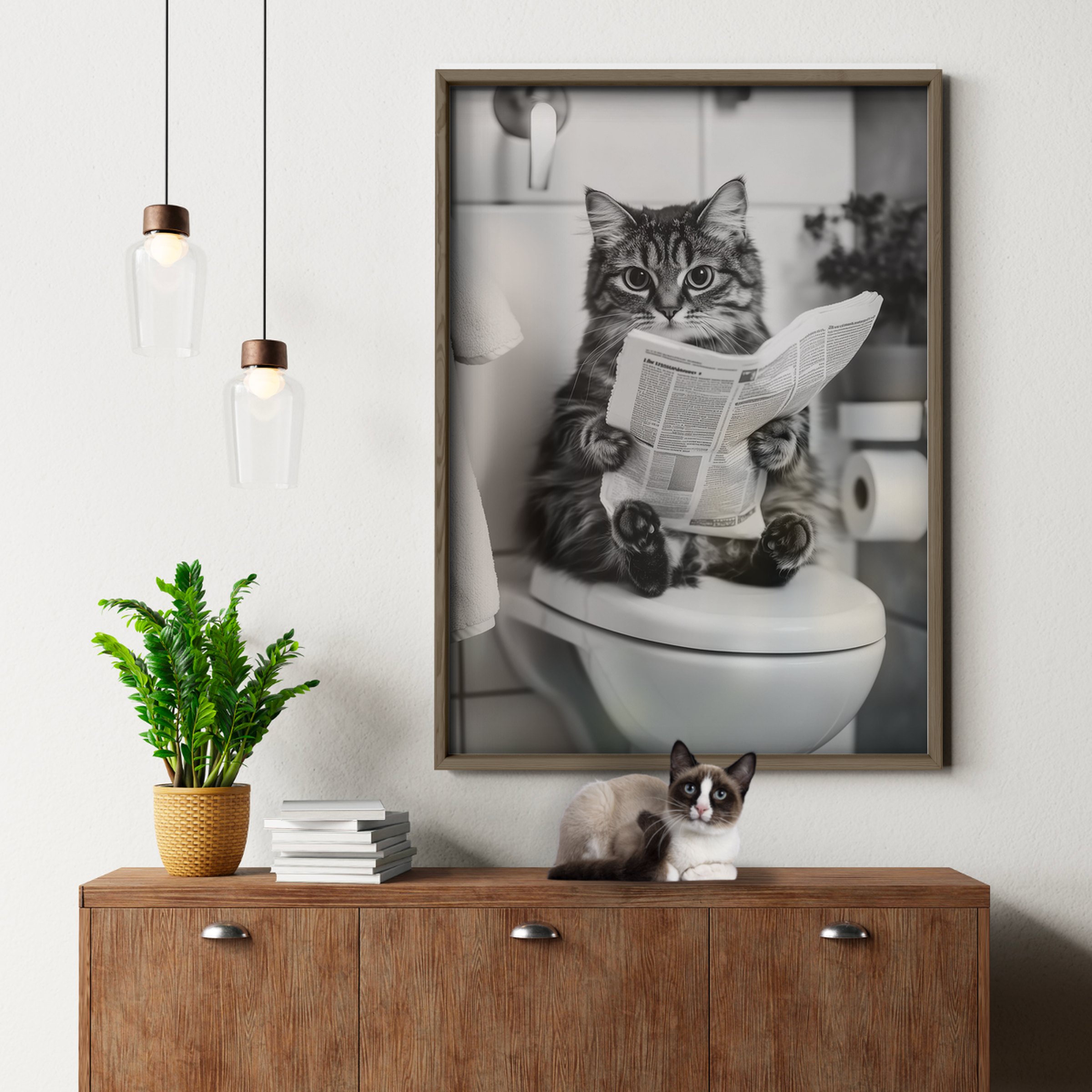 Cozy Cat Newspaper Break