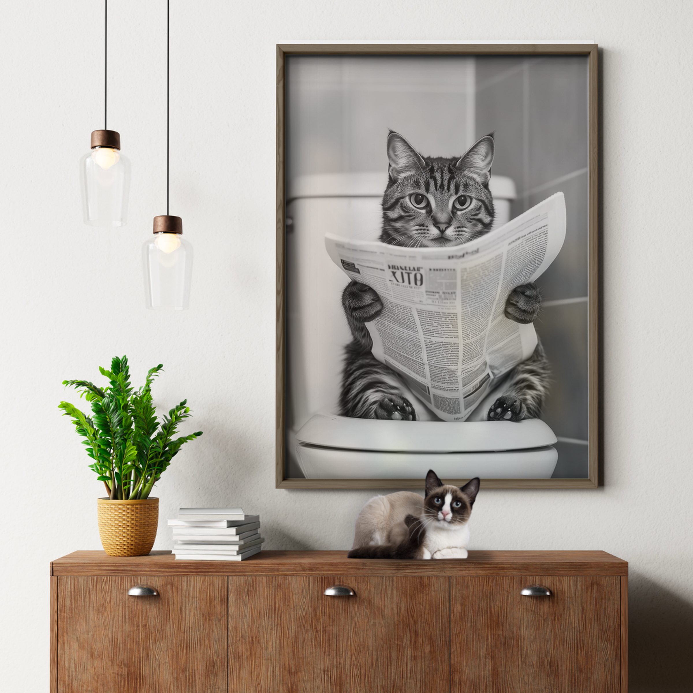 Cozy Cat Toilet Reading