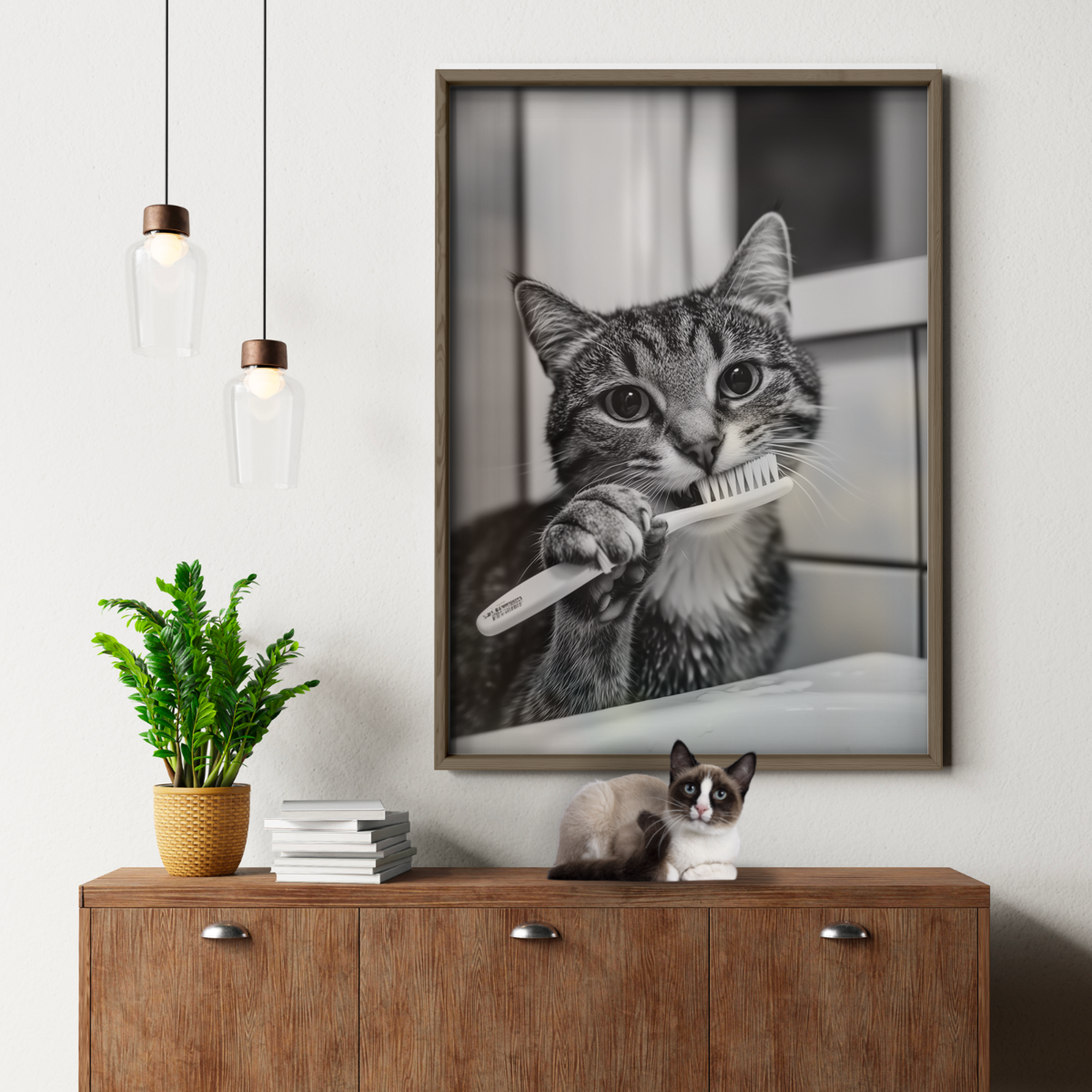 Cozy Cat Toothbrush Time