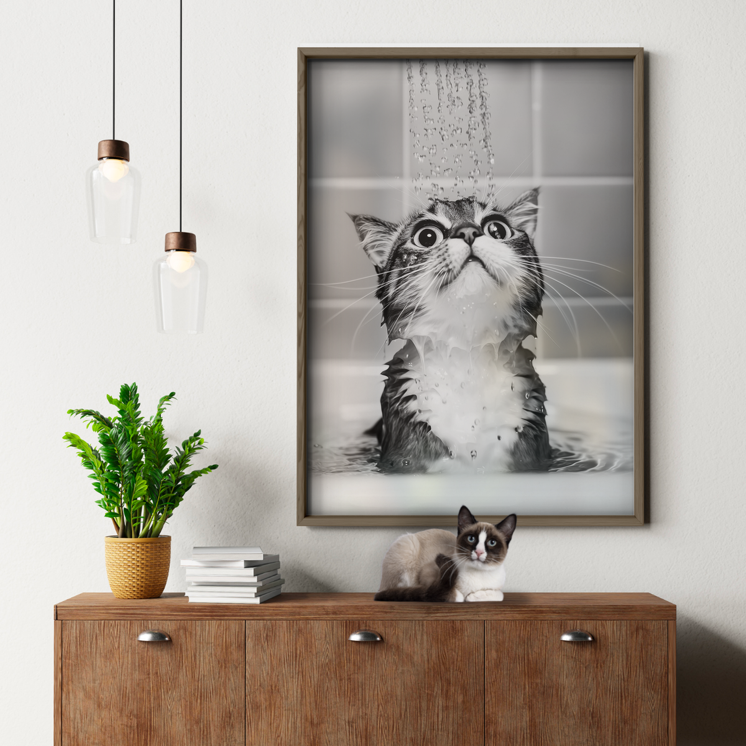 Cozy Cat Under Shower