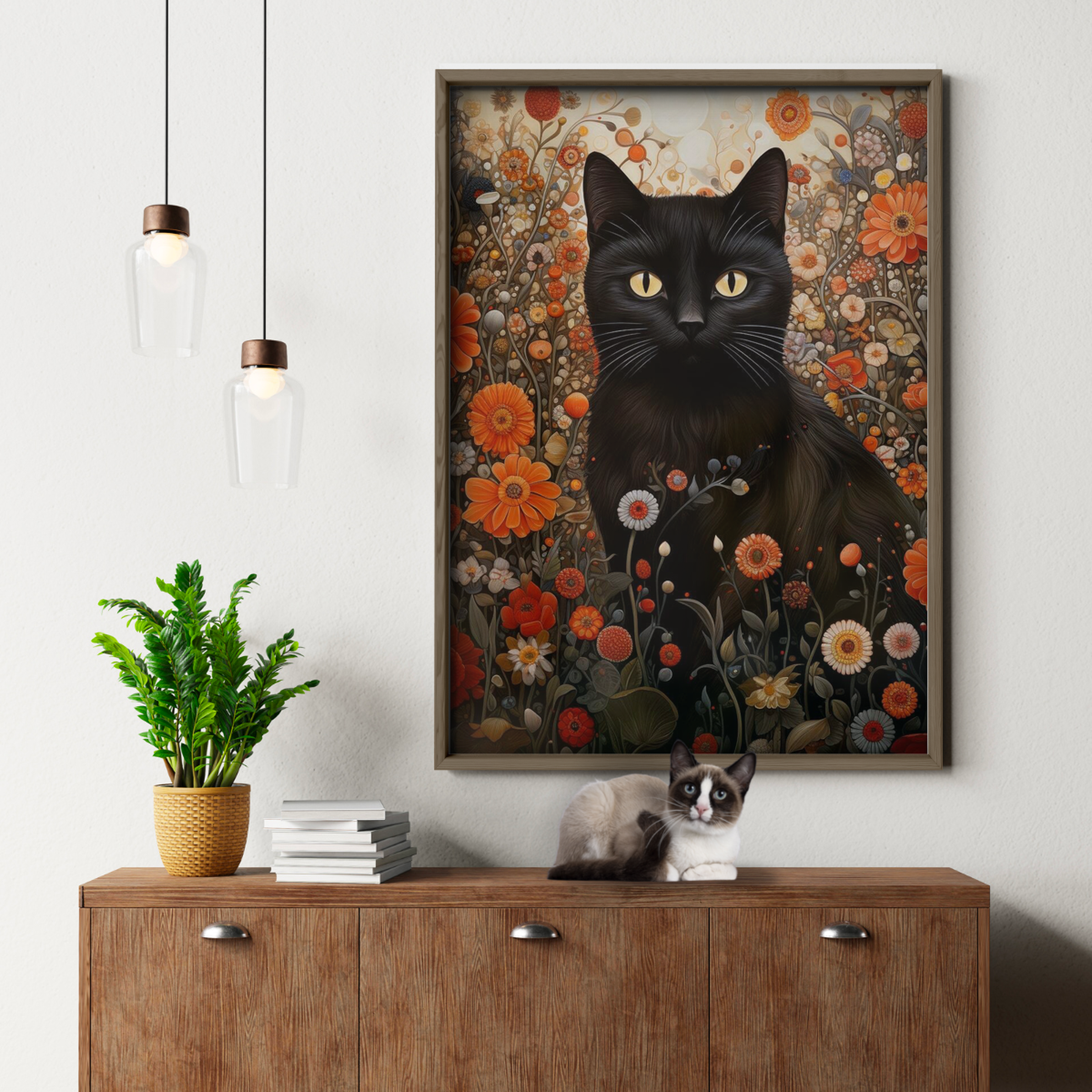Enchanted Cat In Orange Garden