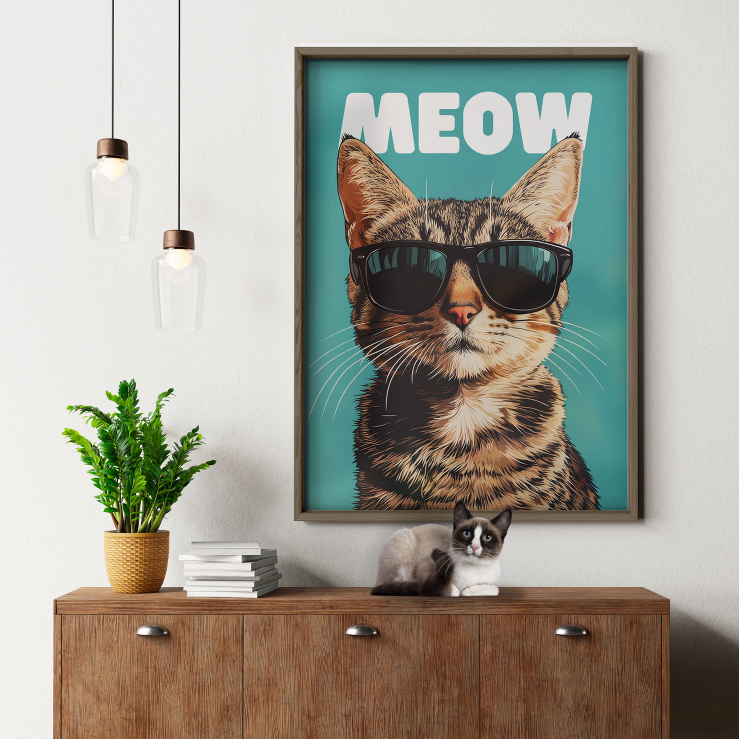 Groovy Cat Black Glass Meow