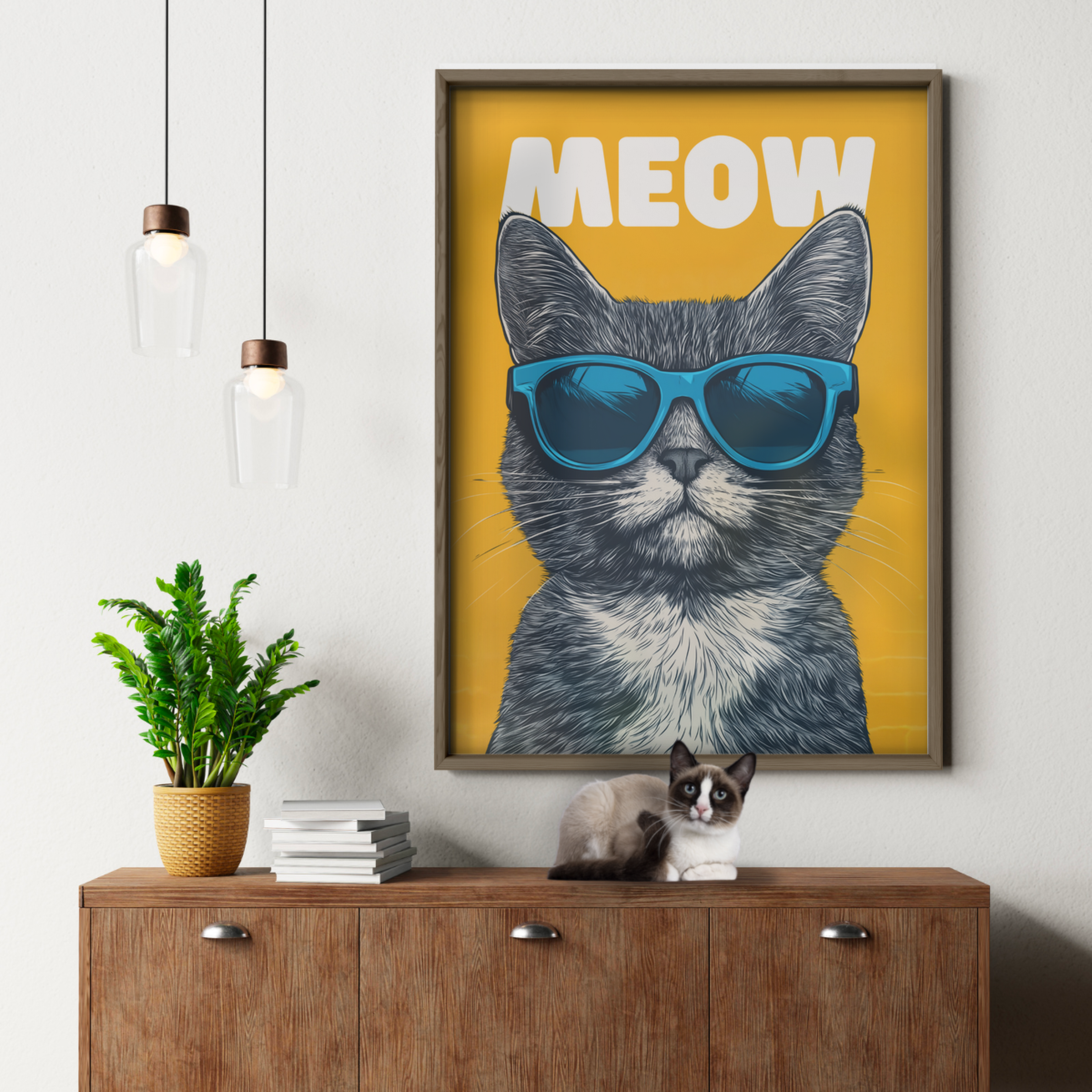 Groovy Cat Blue Glass Meow