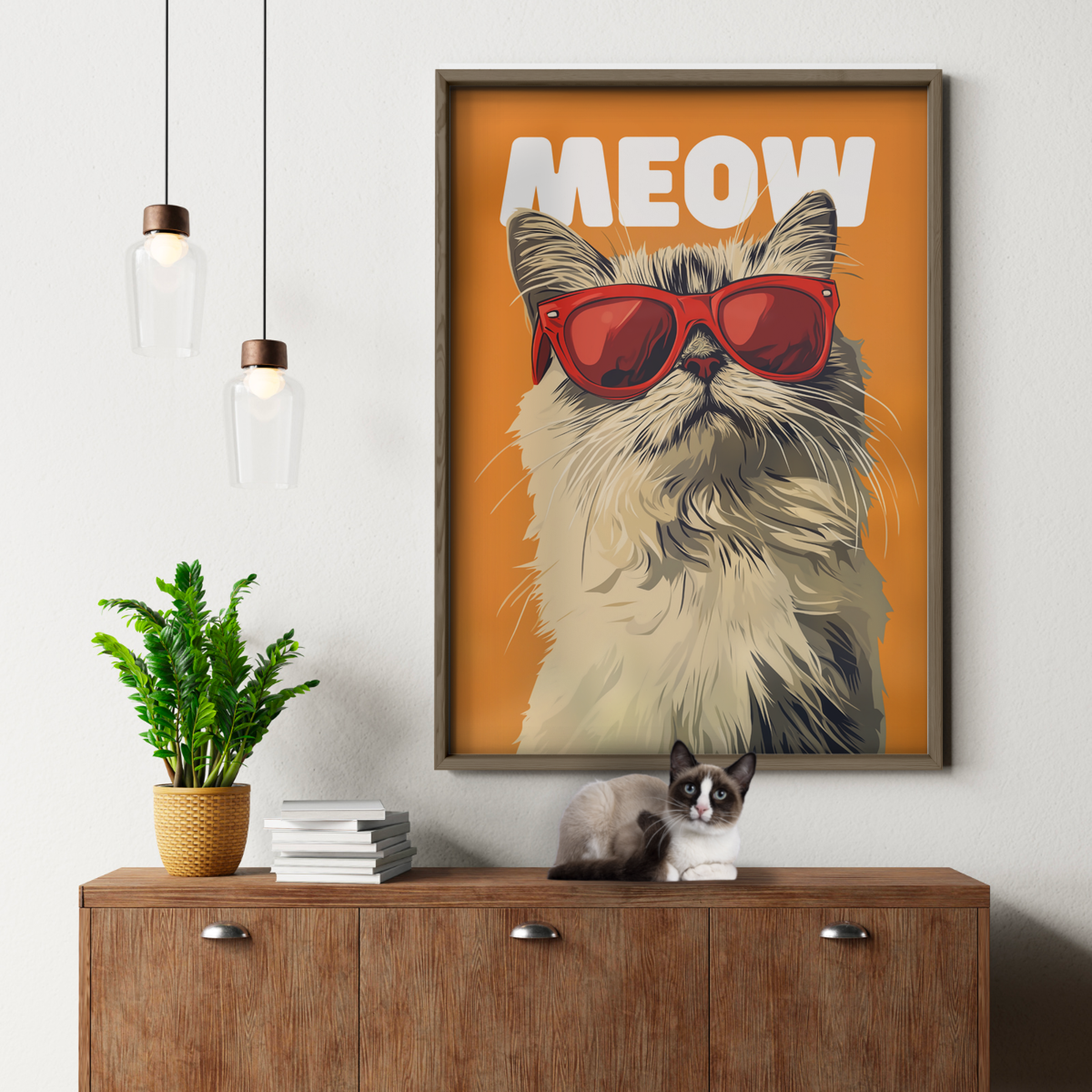 Groovy Cat Red Glass Meow