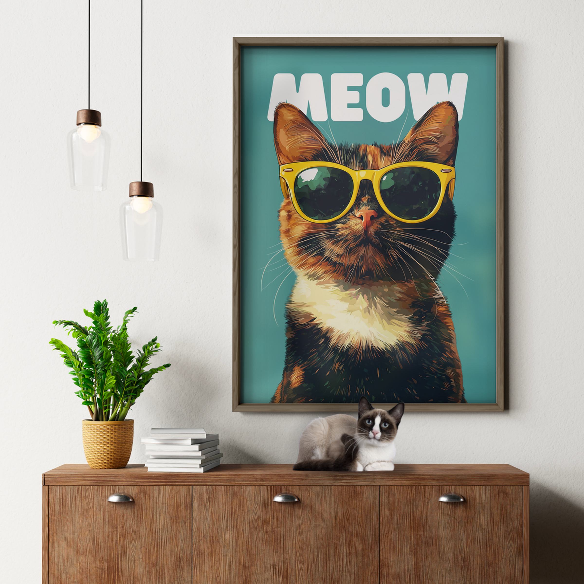 Groovy Cat Yellow Glass Meow