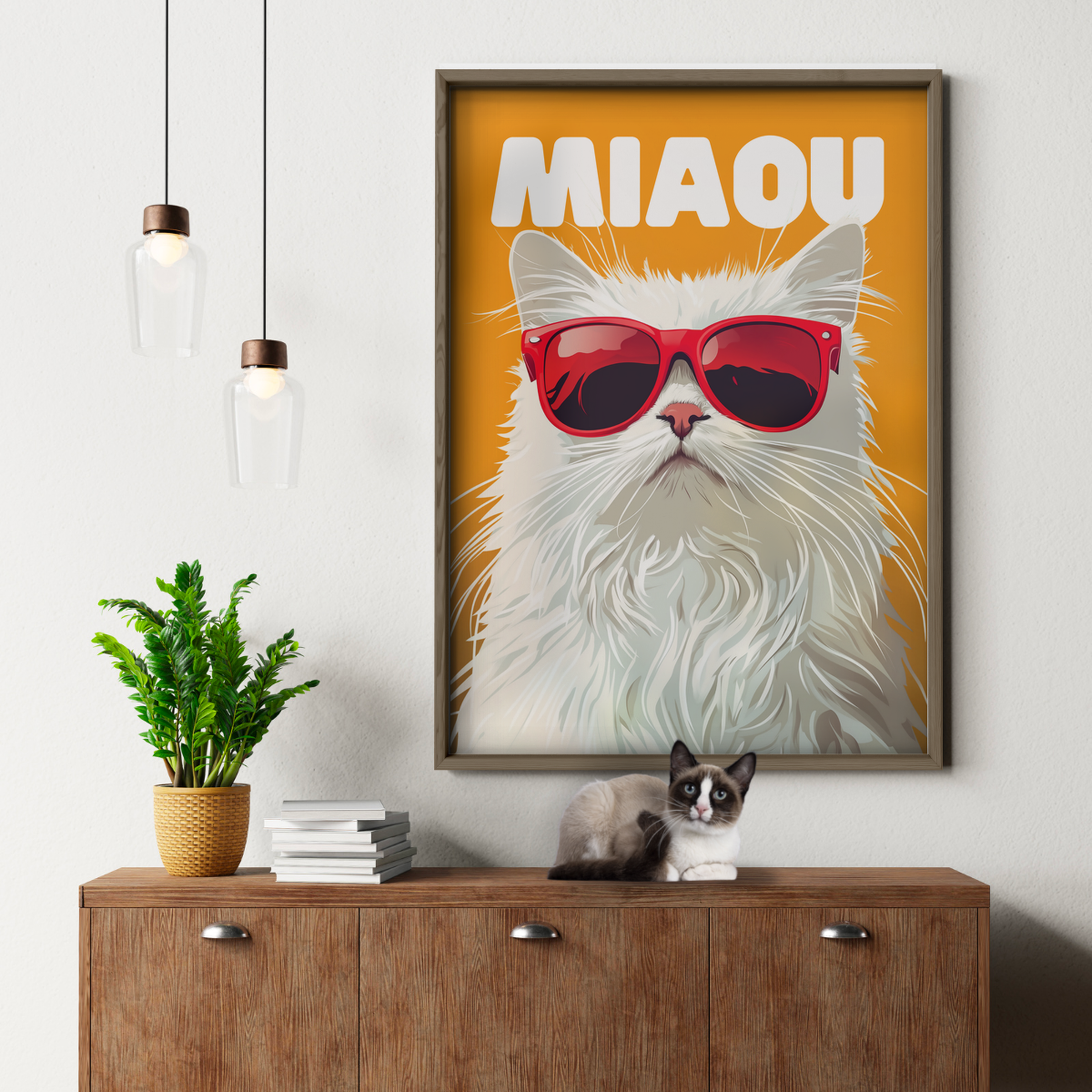 Groovy Fluffy Cat Orange Miaou