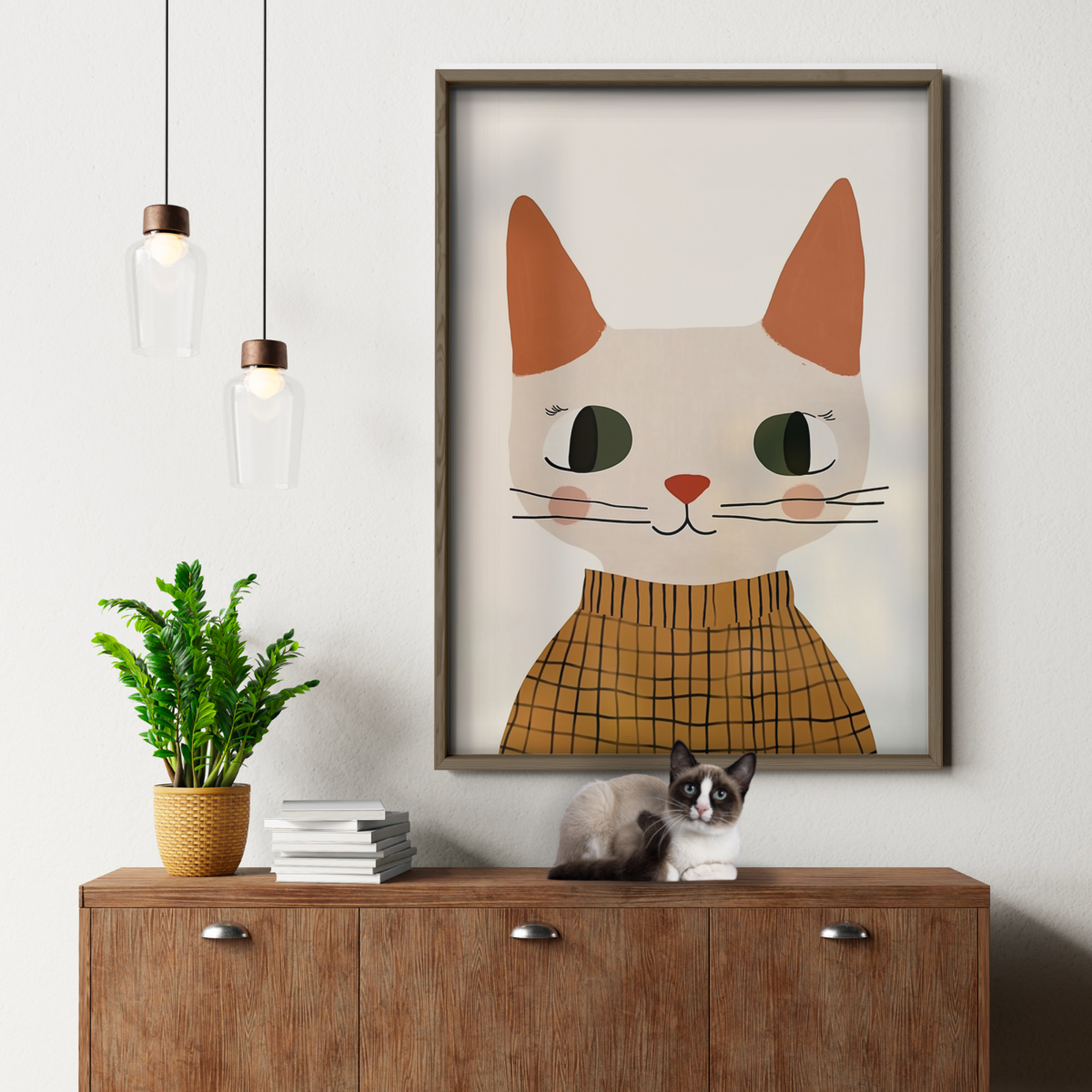 Pop Cat Checkered Shirt