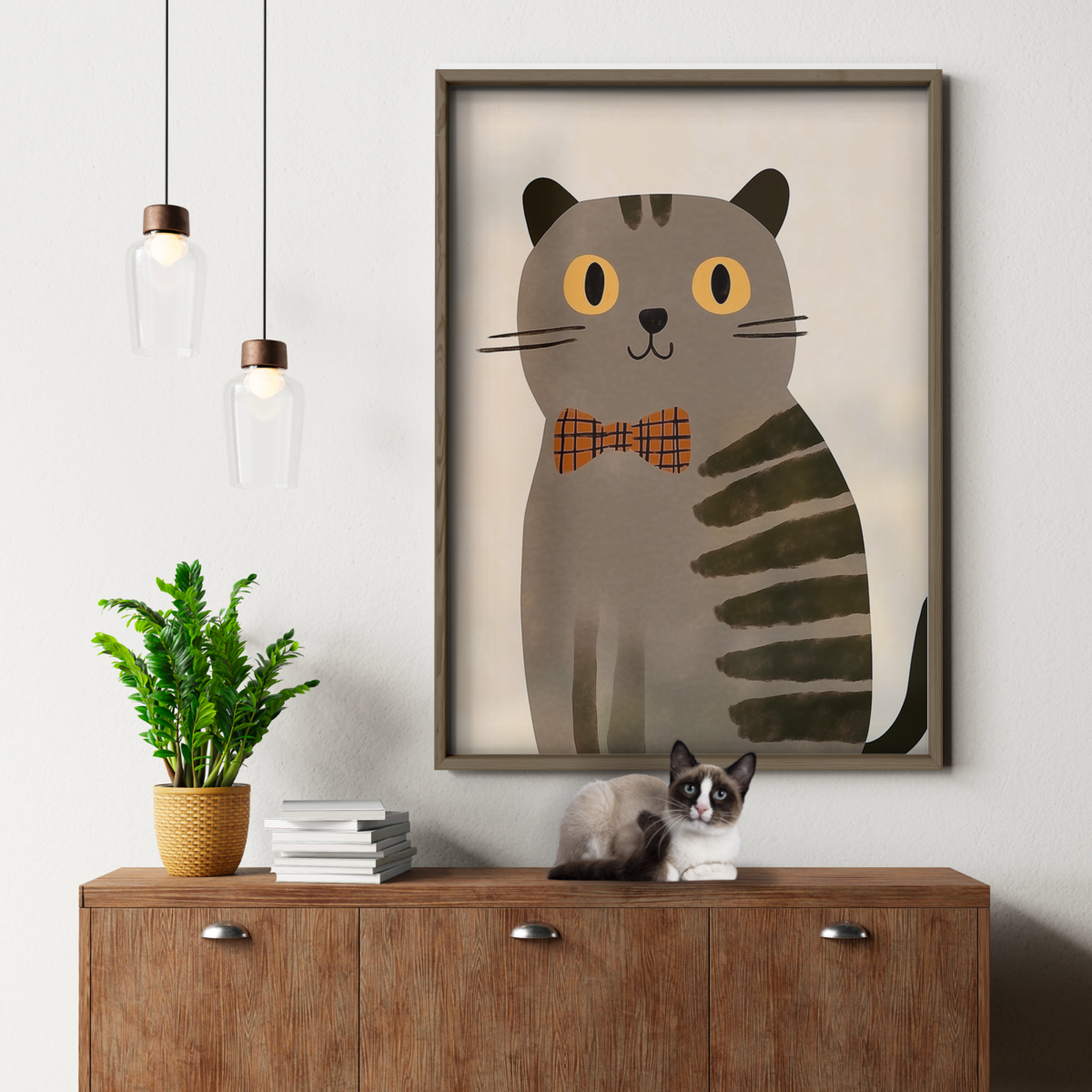 Pop Cat Striped Bowtie