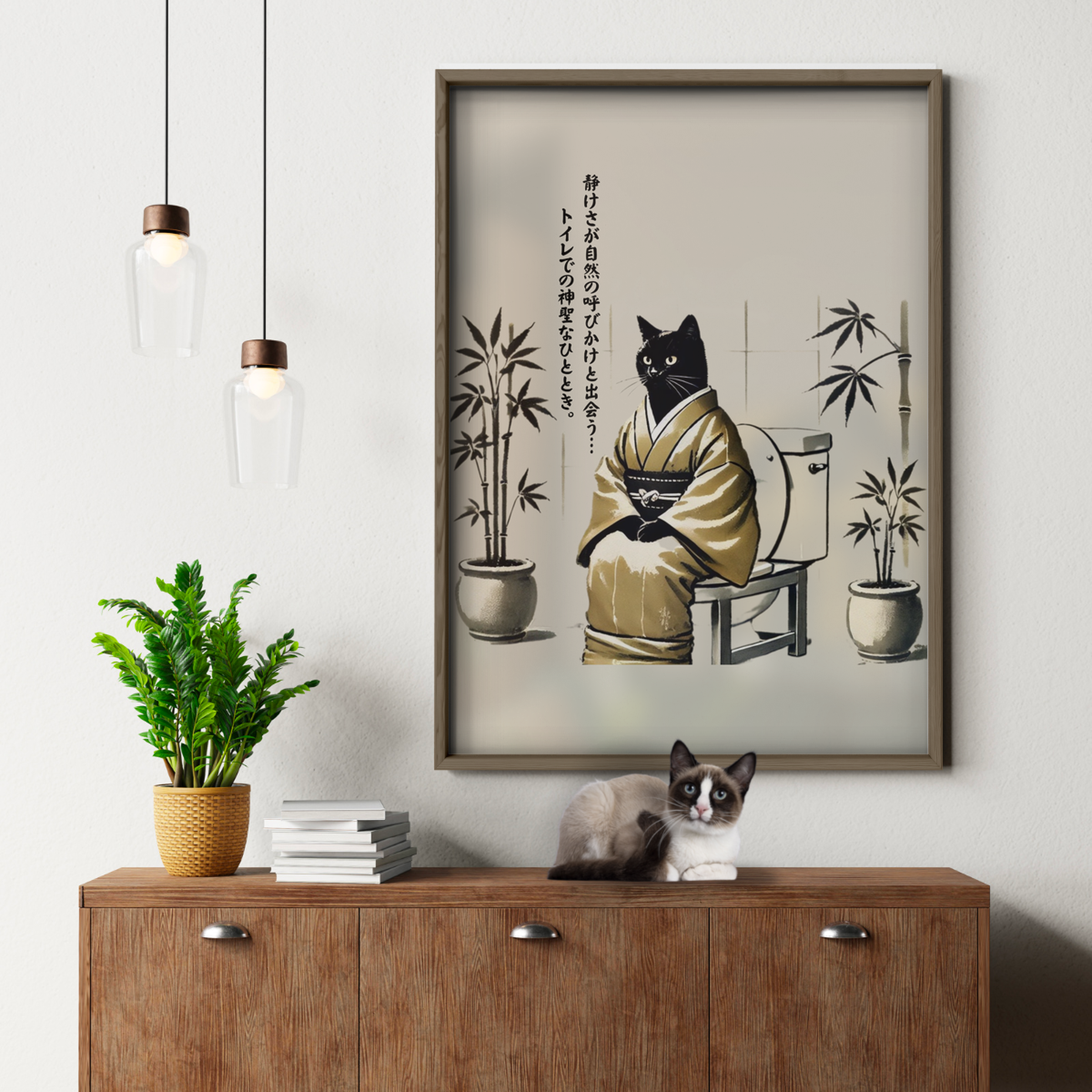 Zen Cat Bamboo Serenity