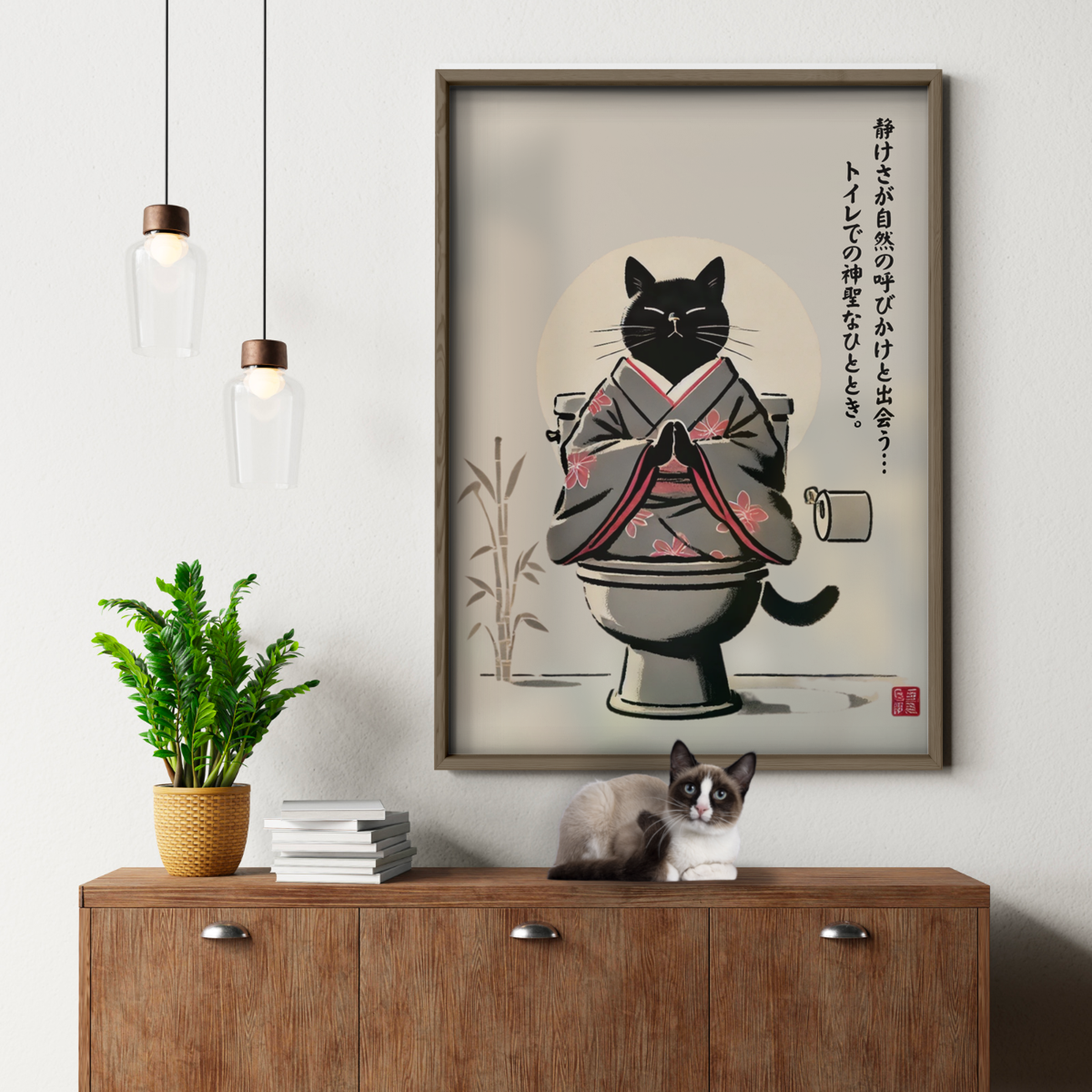 Zen Cat Kimono Red