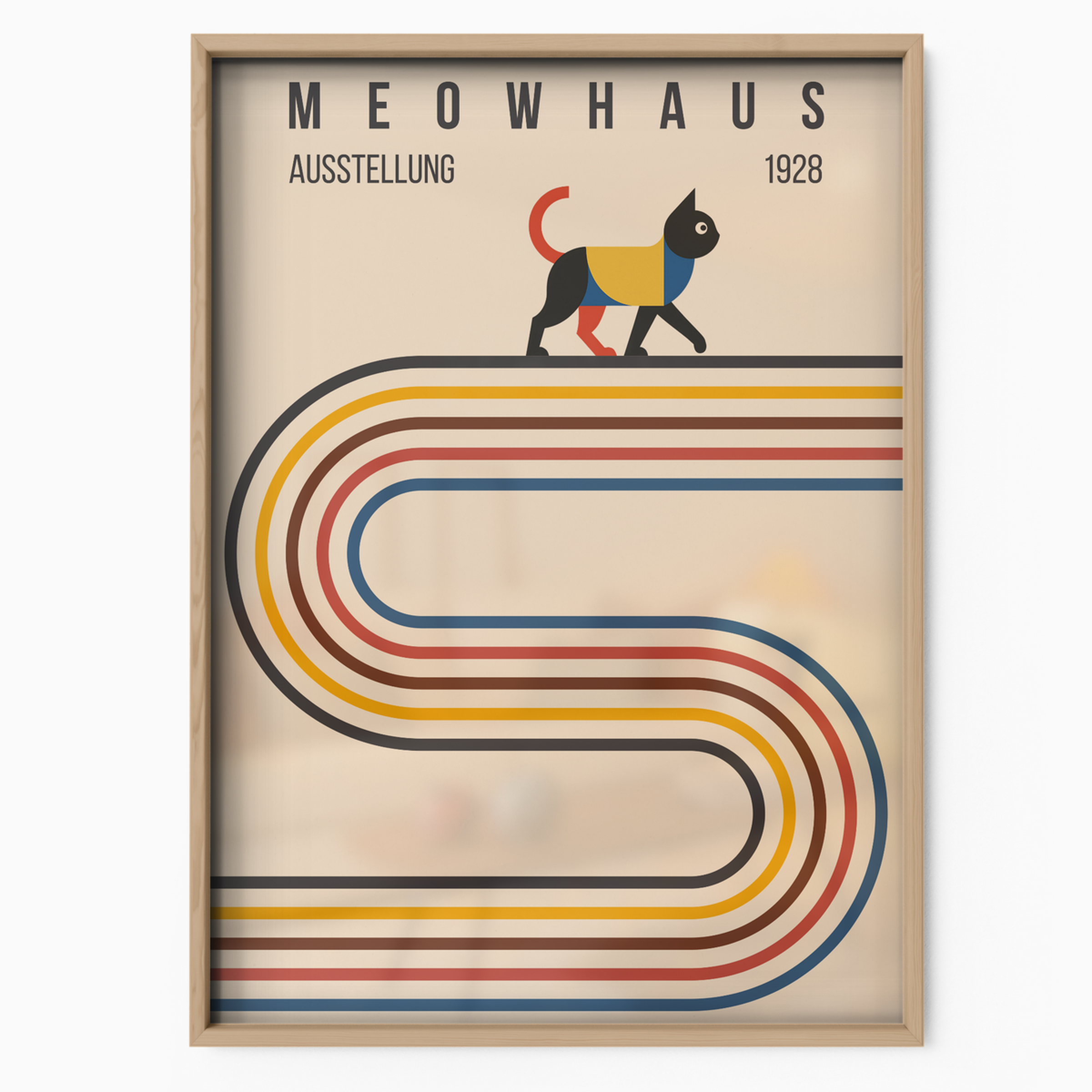 Bauhaus Cat Retro Stripes