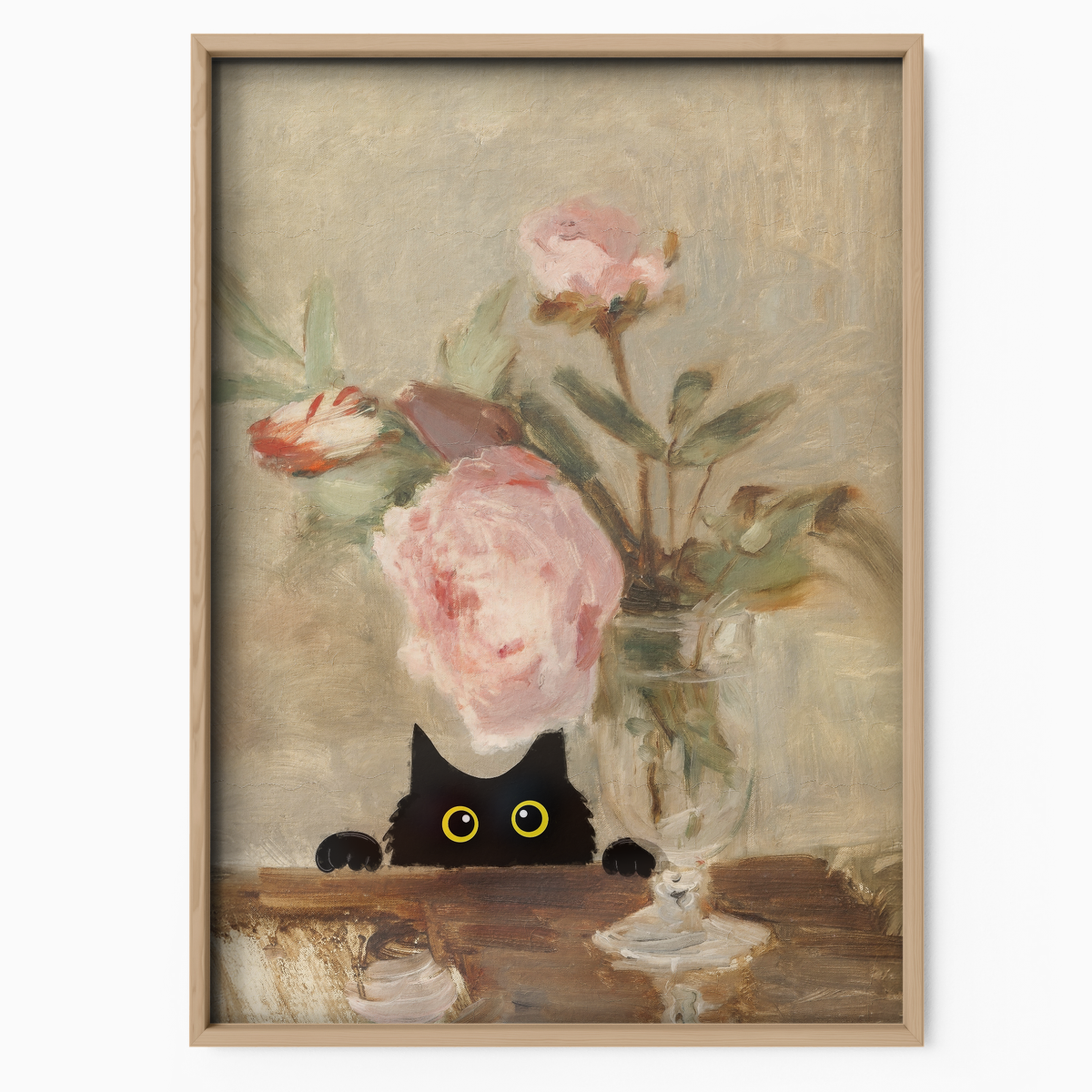 Cat Manet Vase Roses