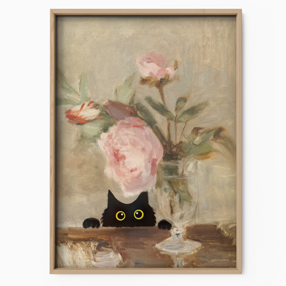 Cat Manet Vase Roses
