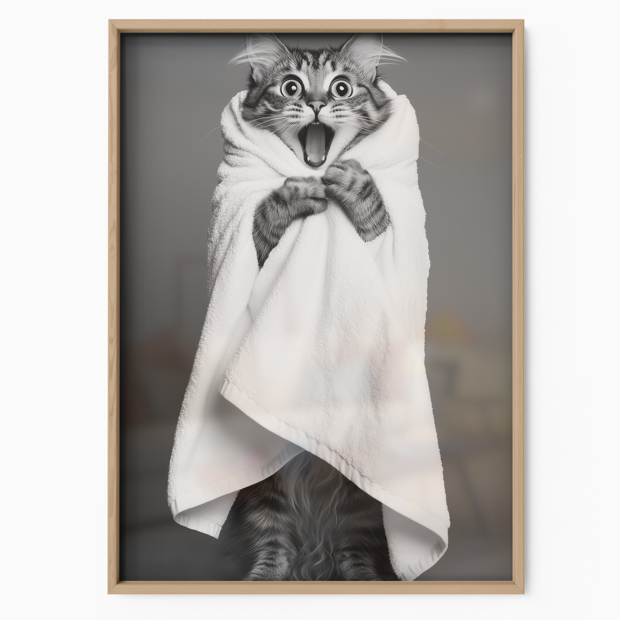 Cozy Cat Wrapped In Towel
