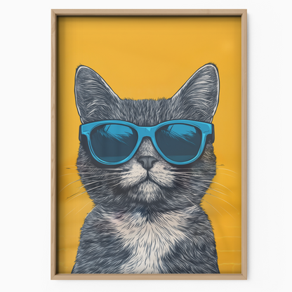 Groovy Cat Blue Glass