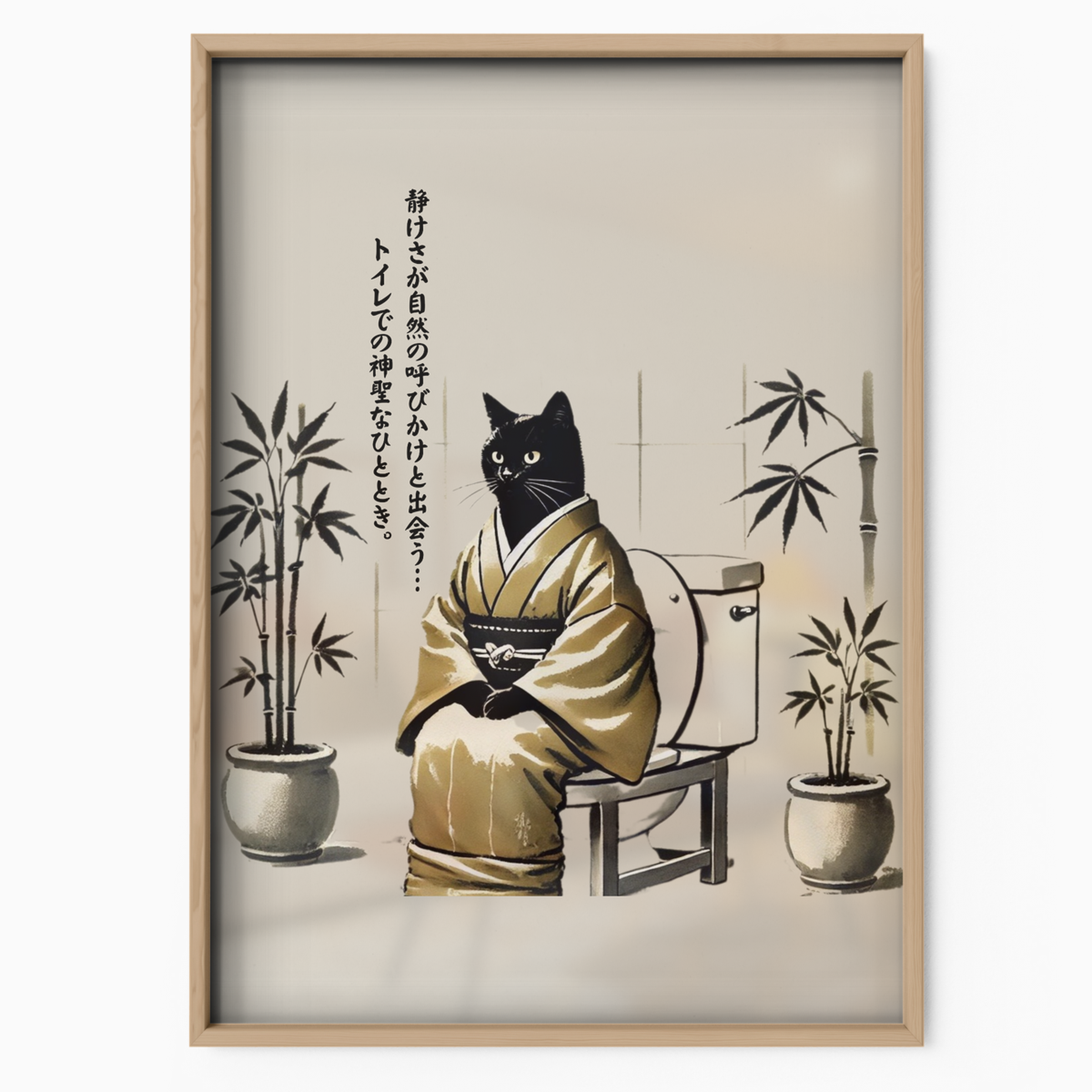 Zen Cat Bamboo Serenity