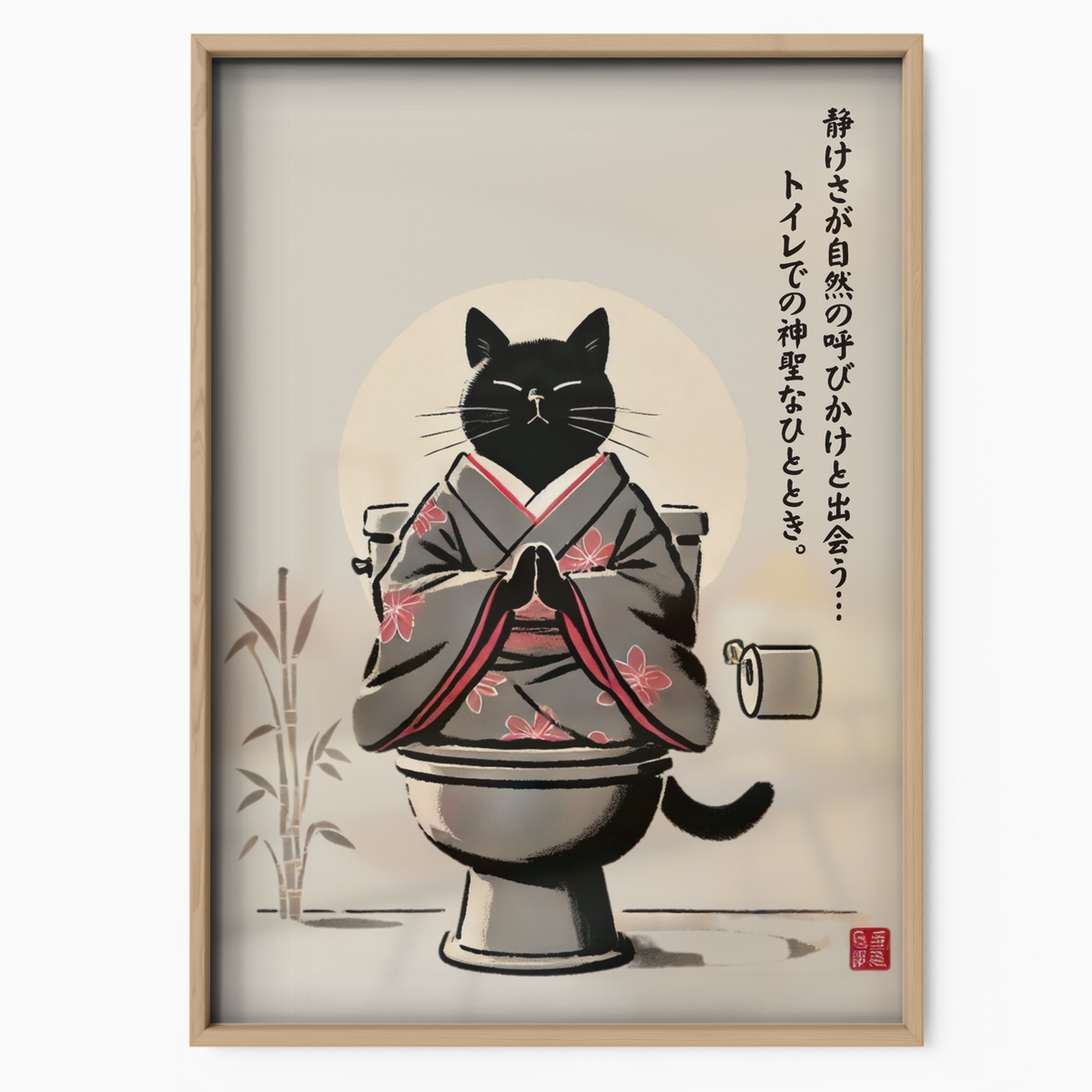 Zen Cat Kimono Red