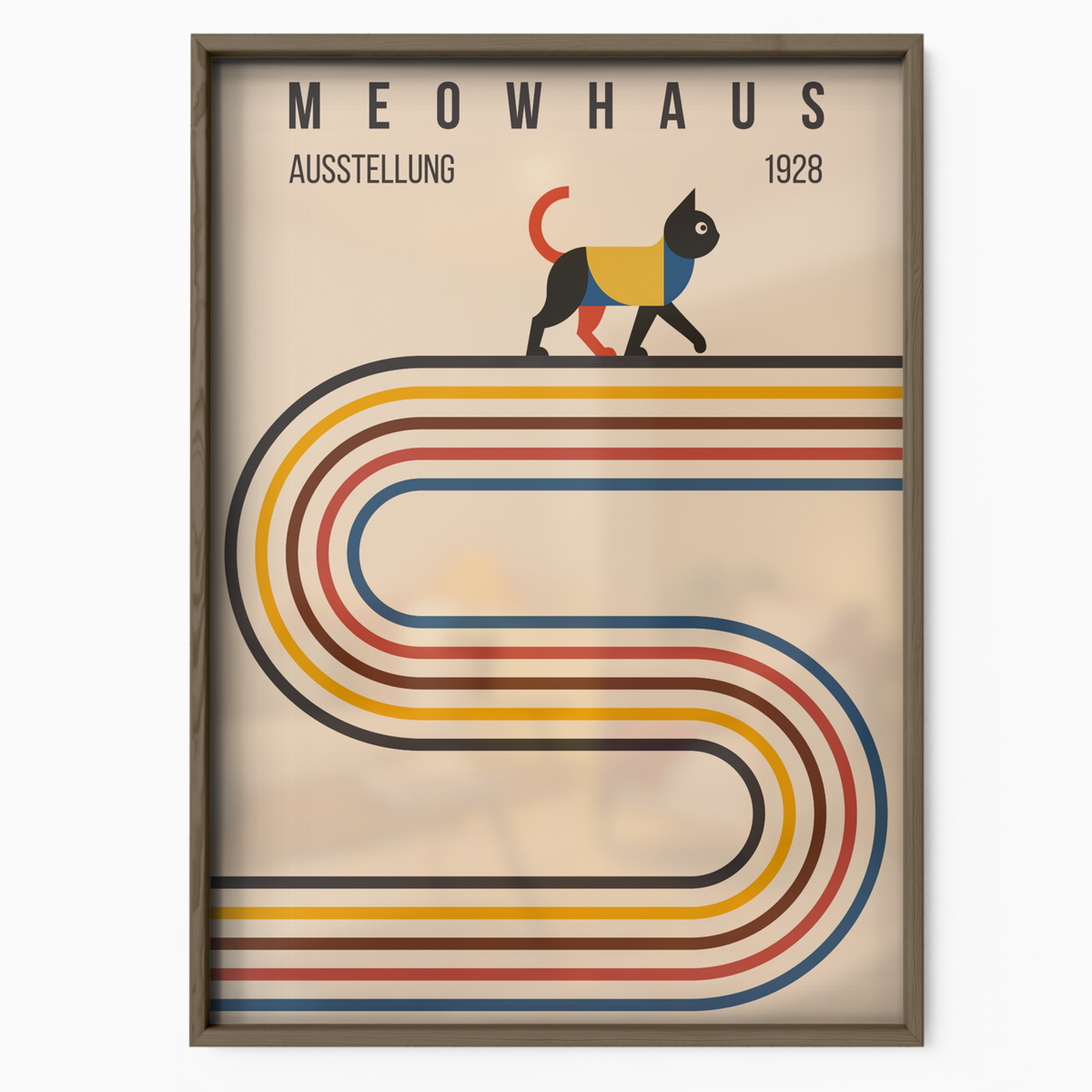 Bauhaus Cat Retro Stripes