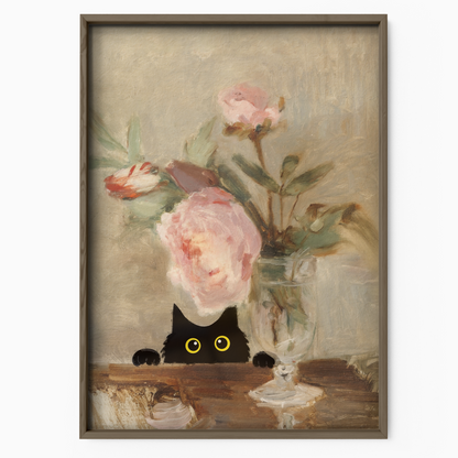 Cat Manet Vase Roses