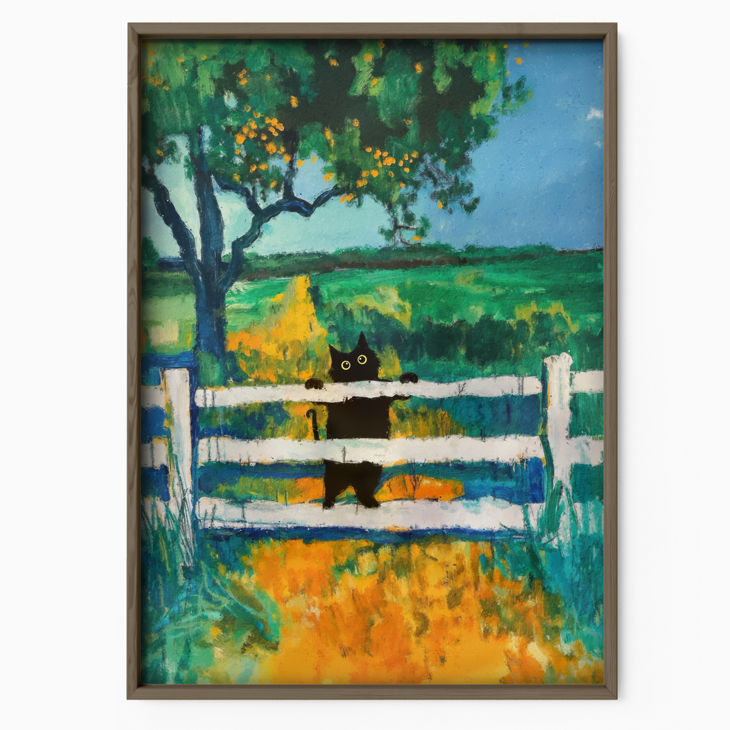 Cat On A Countryside Fence