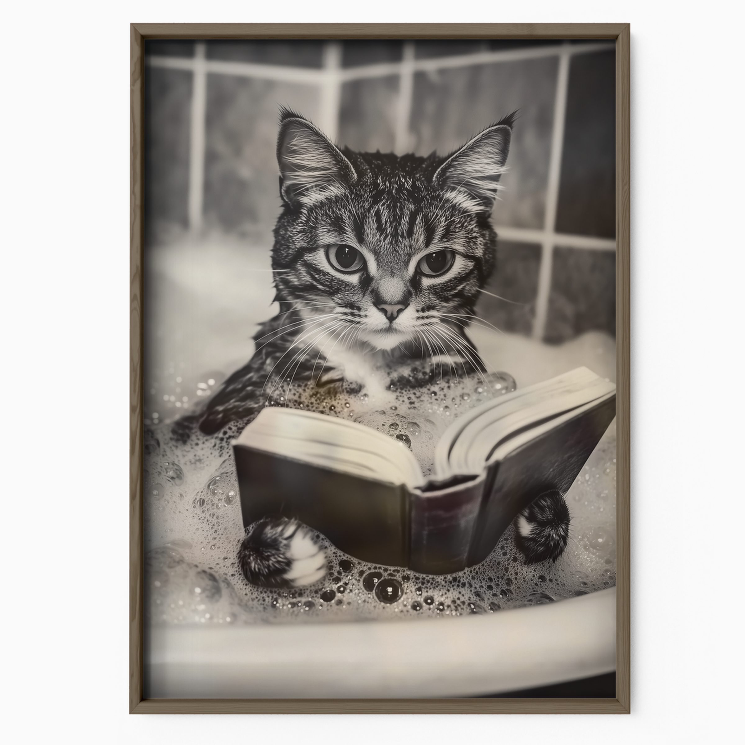 Cozy Cat Bathtub Reading