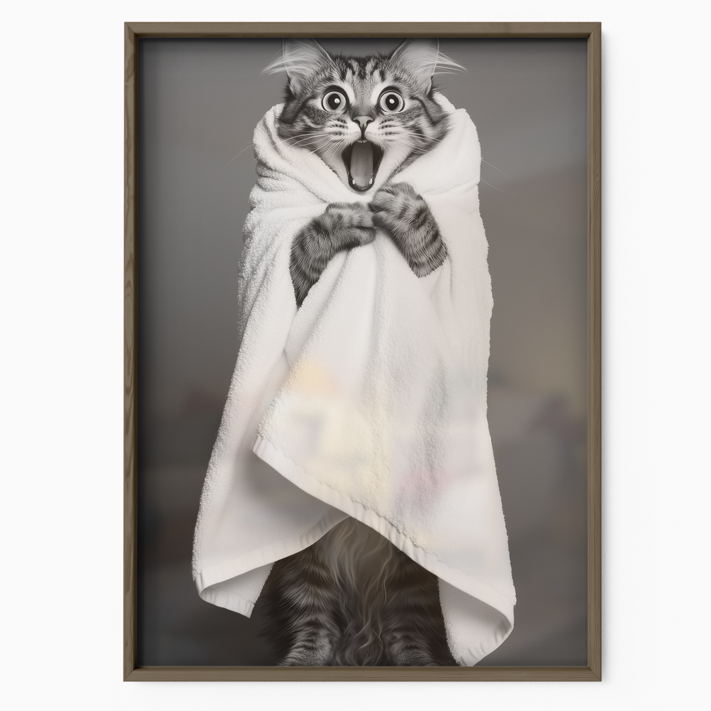 Cozy Cat Wrapped In Towel