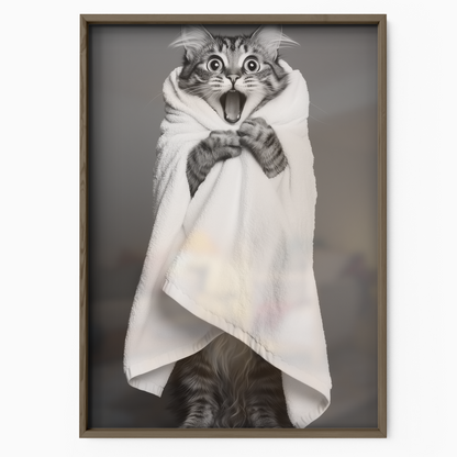 Cozy Cat Wrapped In Towel