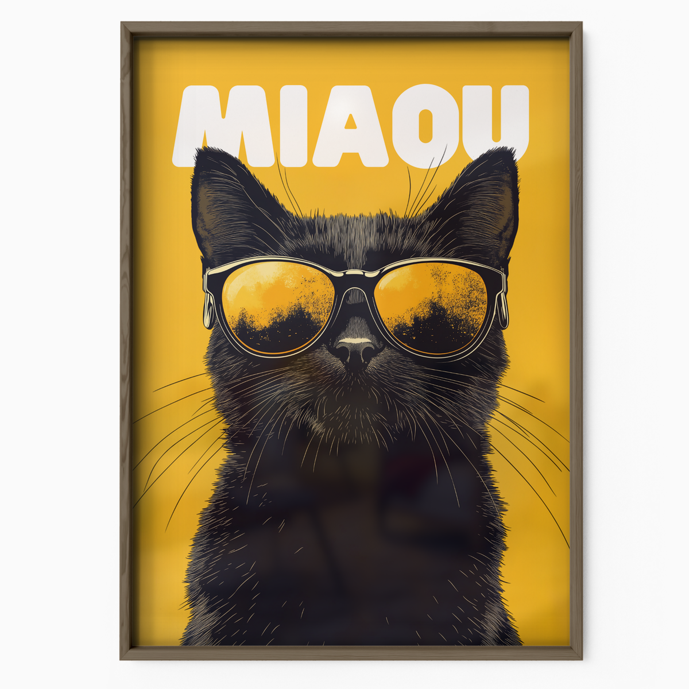 Groovy Black Cat Yellow Miaou