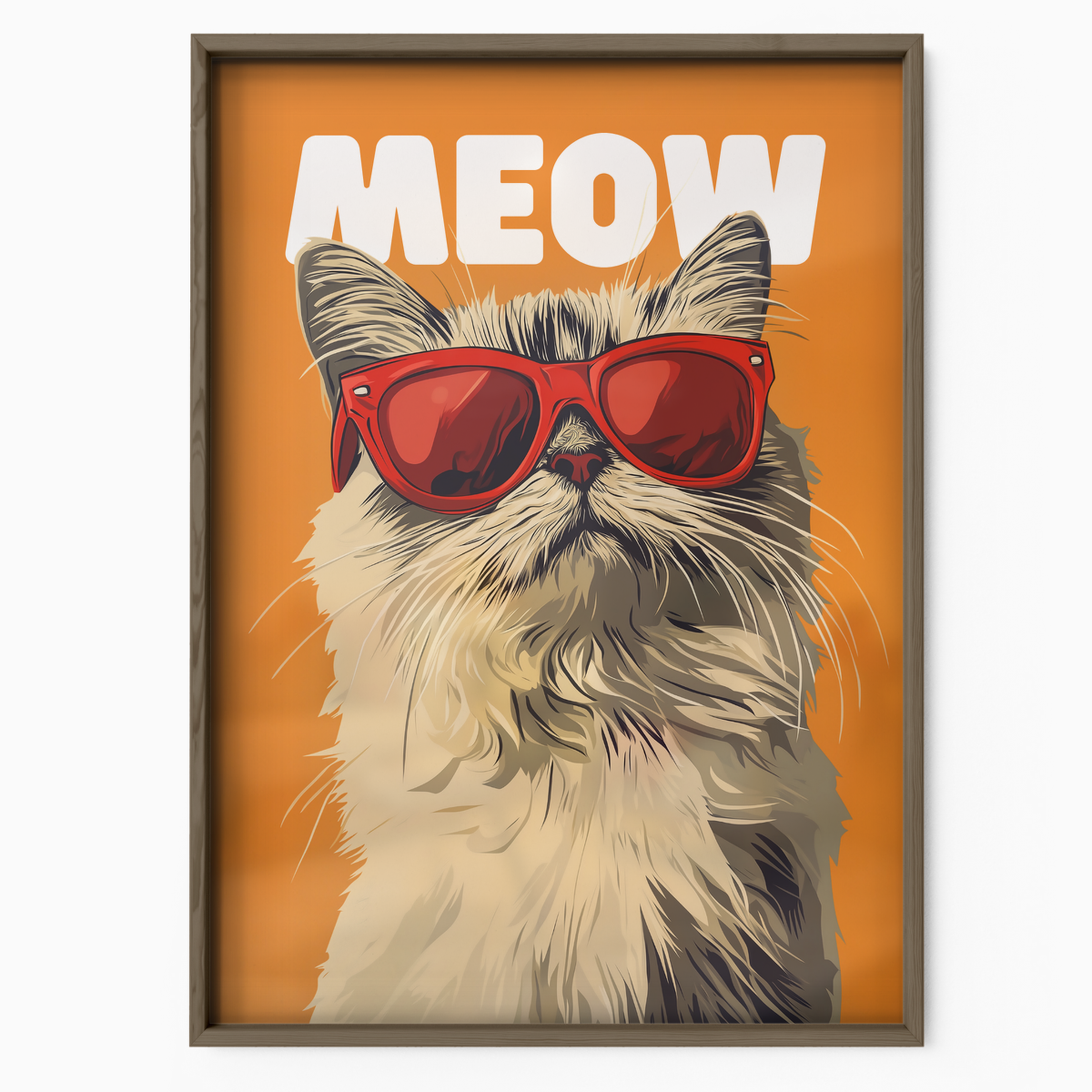 Groovy Cat Red Glass Meow